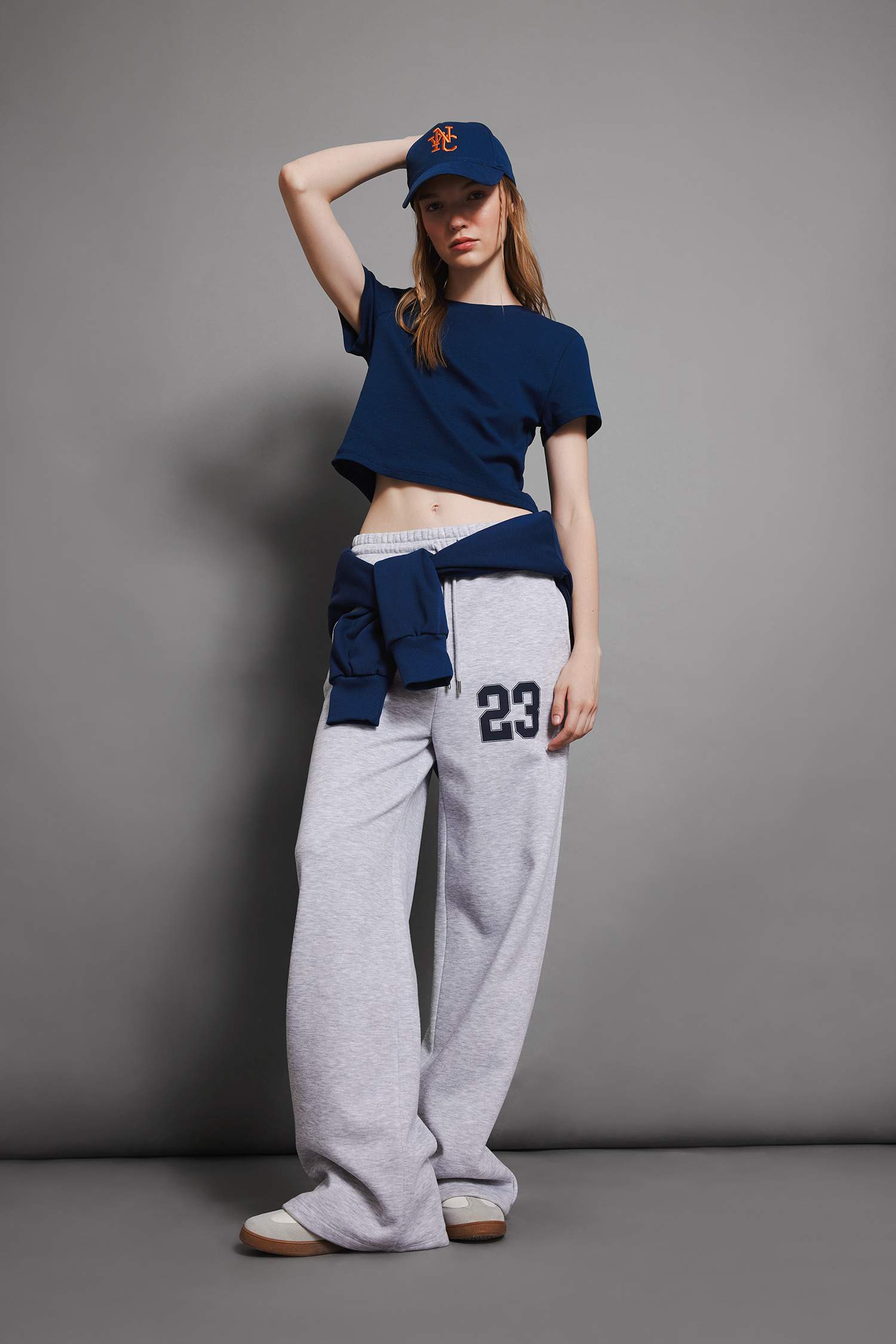 Coool Wide Leg Geniş Bol Paça Eşofman Altı  Beli Bağcıklı Baskılı Kalın