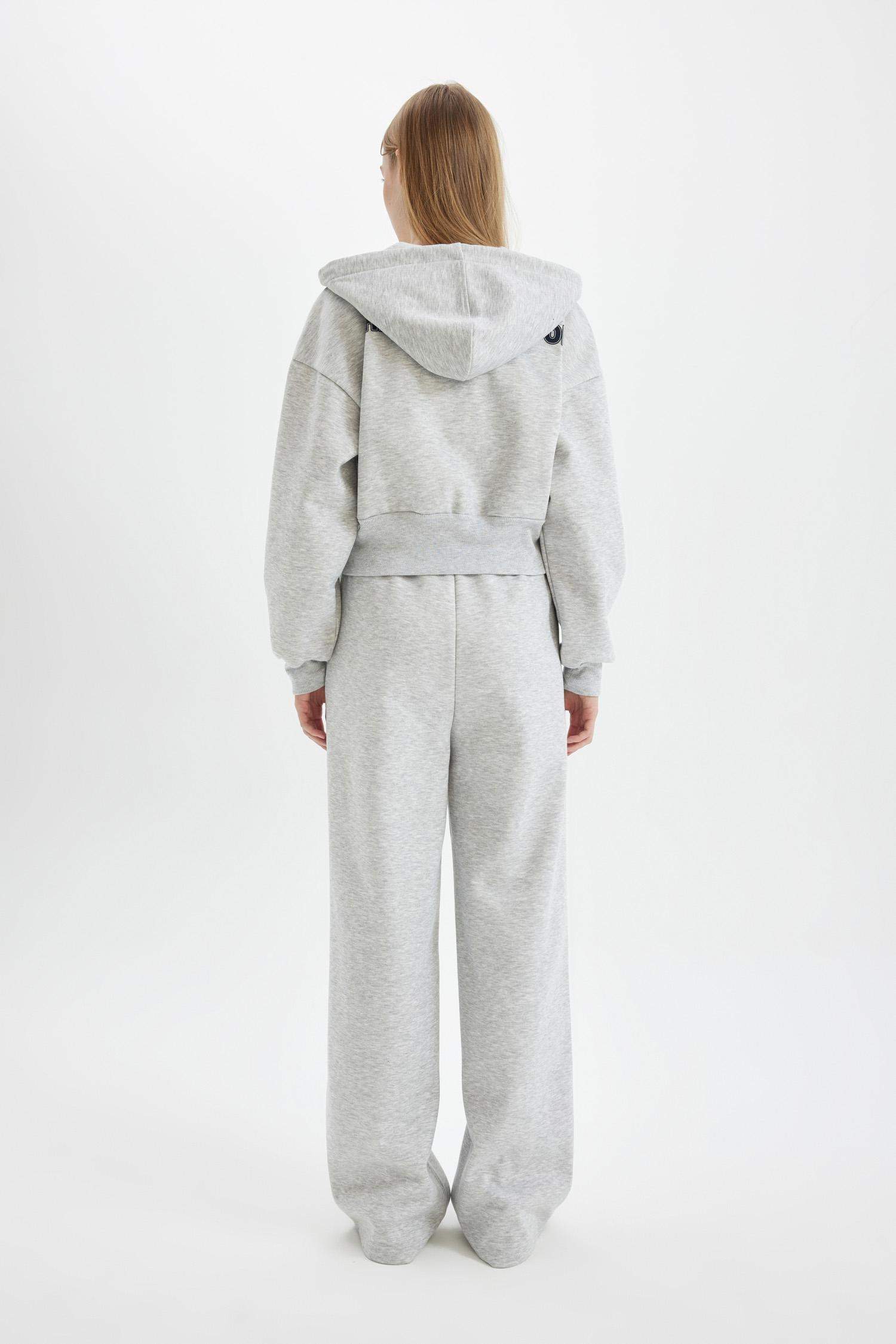 Coool Wide Leg Geniş Bol Paça Eşofman Altı  Beli Bağcıklı Baskılı Kalın