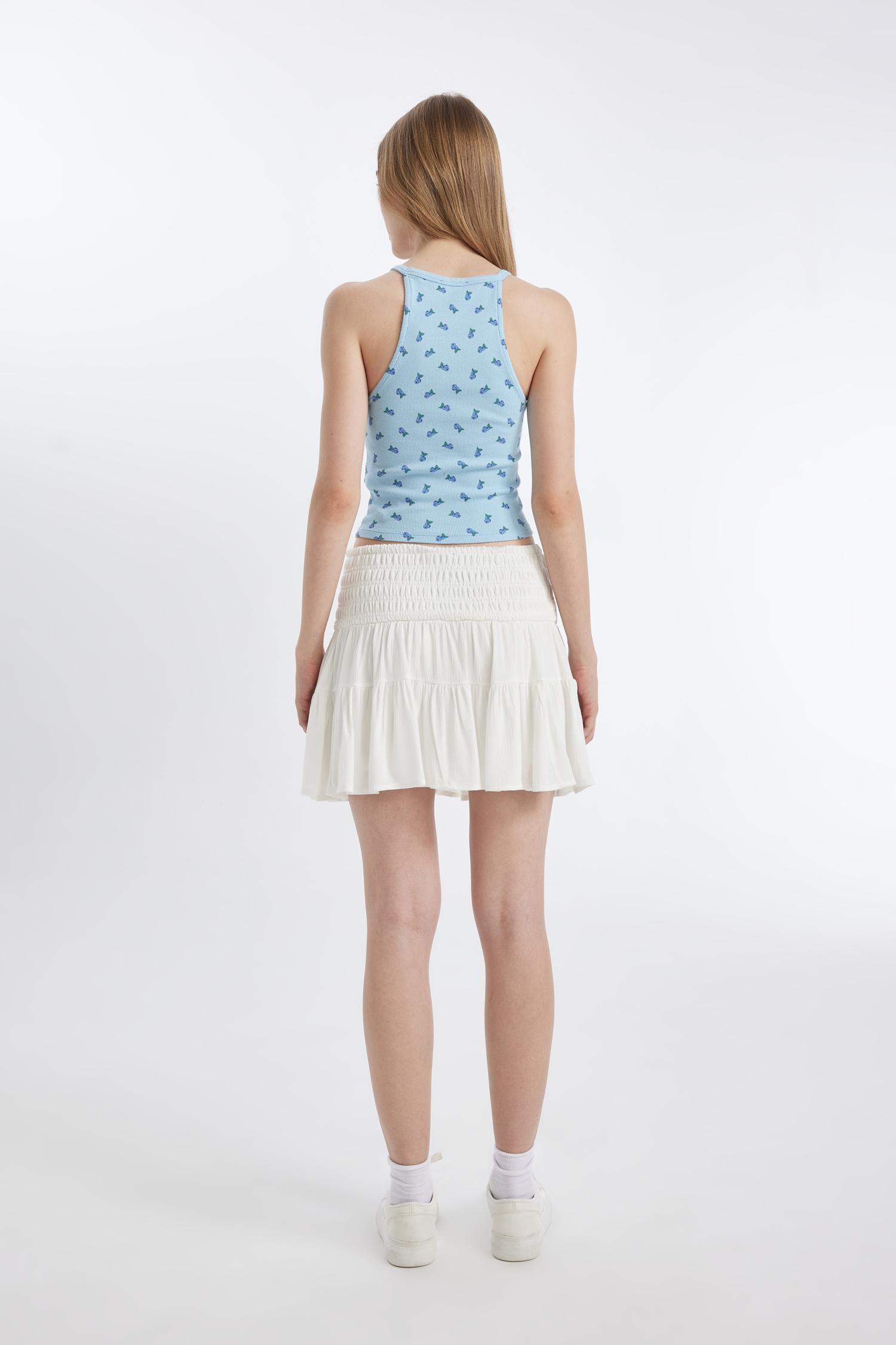 تنورة قصيرة فيسكوز كرنكيل بخصر عالي وبطانة قطنية