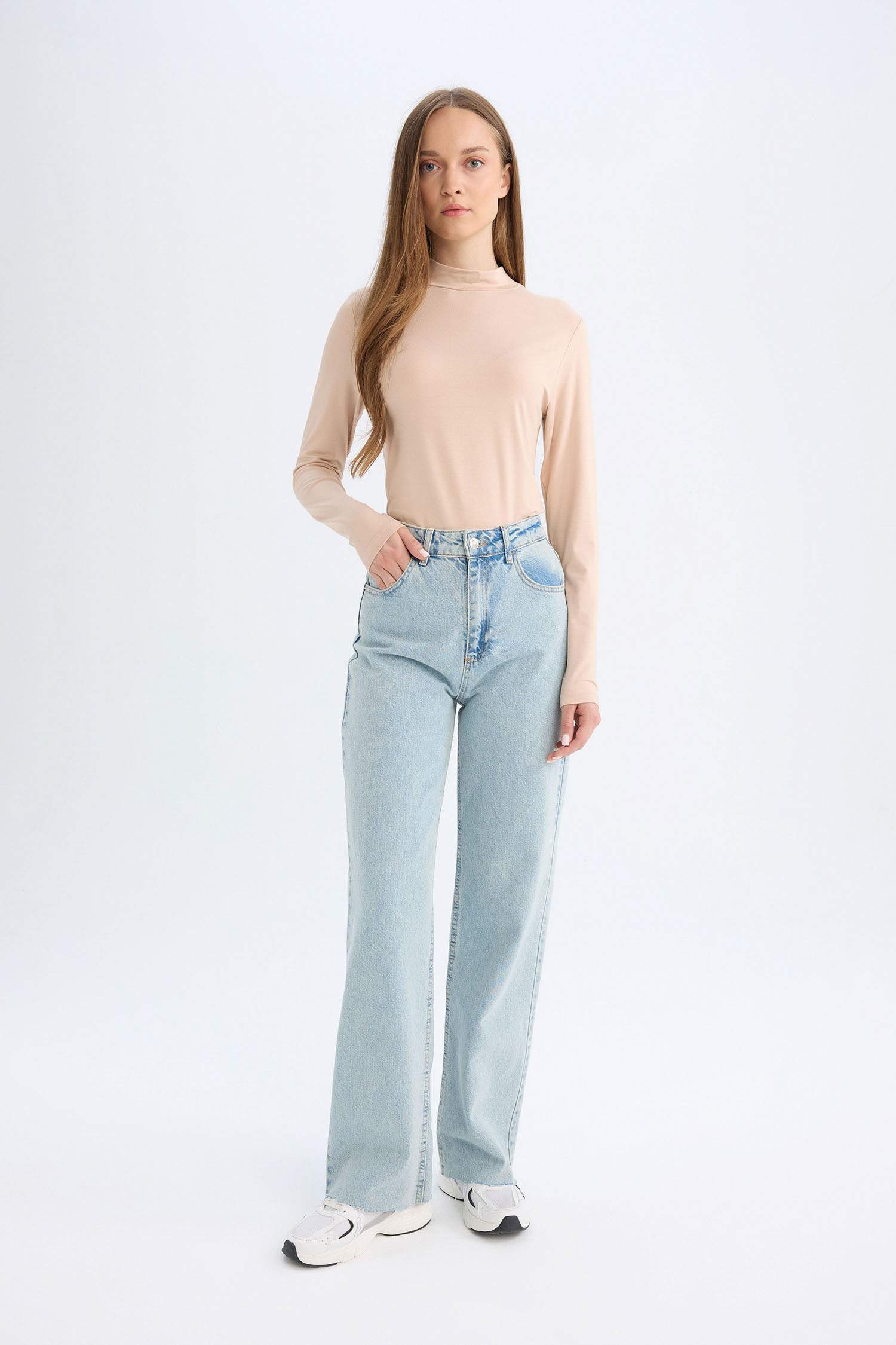 تونيك تيشيرت سامبل كم طويل ورقبة عالية