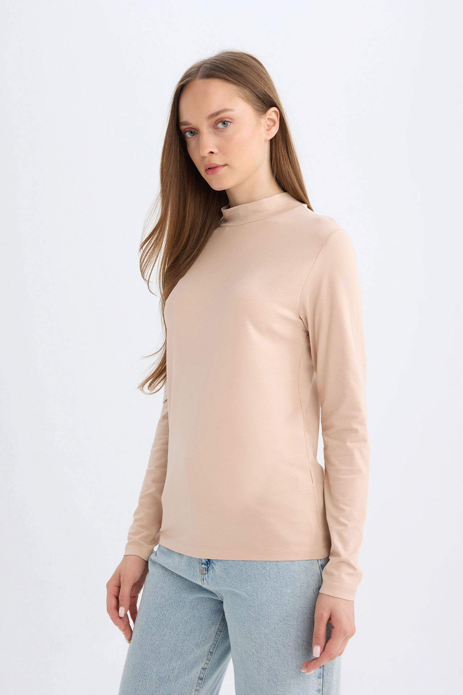 تونيك تيشيرت سامبل كم طويل ورقبة عالية