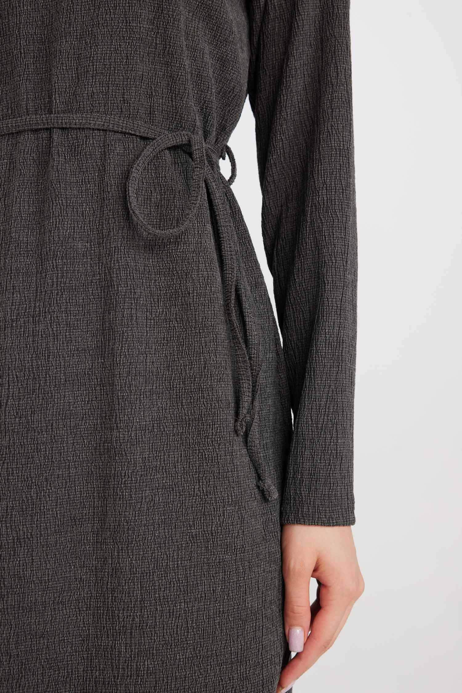 Regular Fit Crepe Long Sleeve Midi Dress