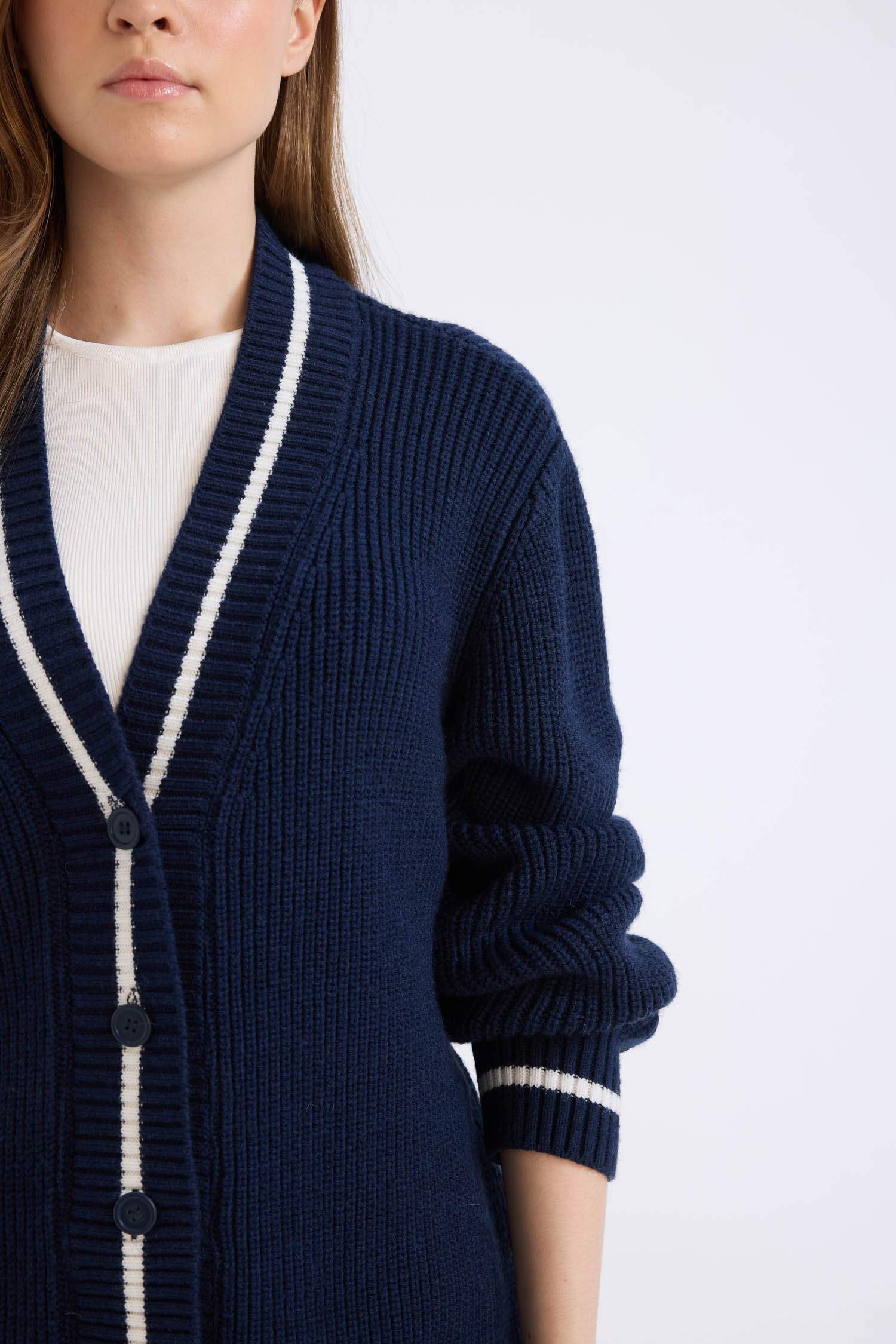 Pull Cardigan en tricot à col en V à Coupe régulière