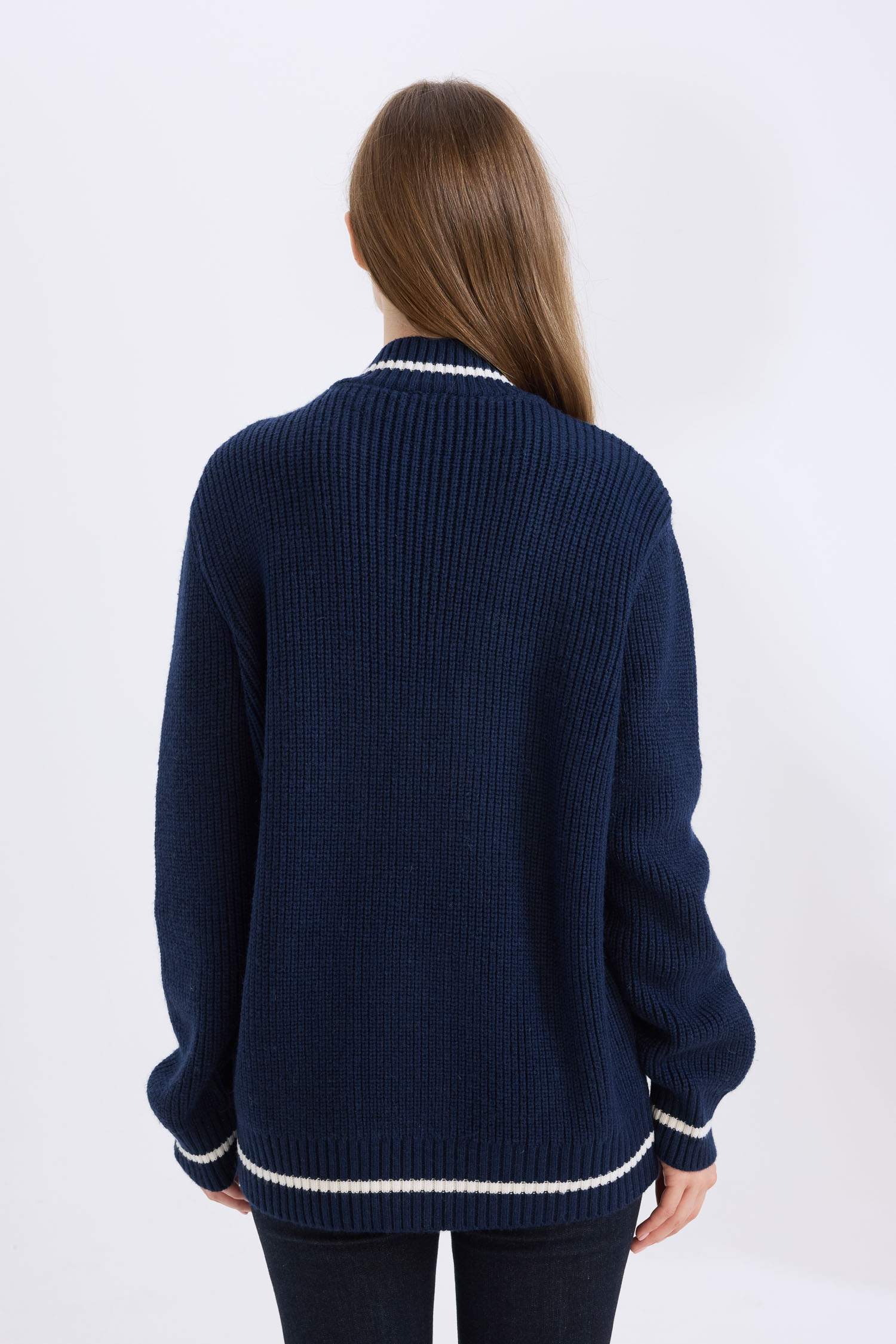 Pull Cardigan en tricot à col en V à Coupe régulière