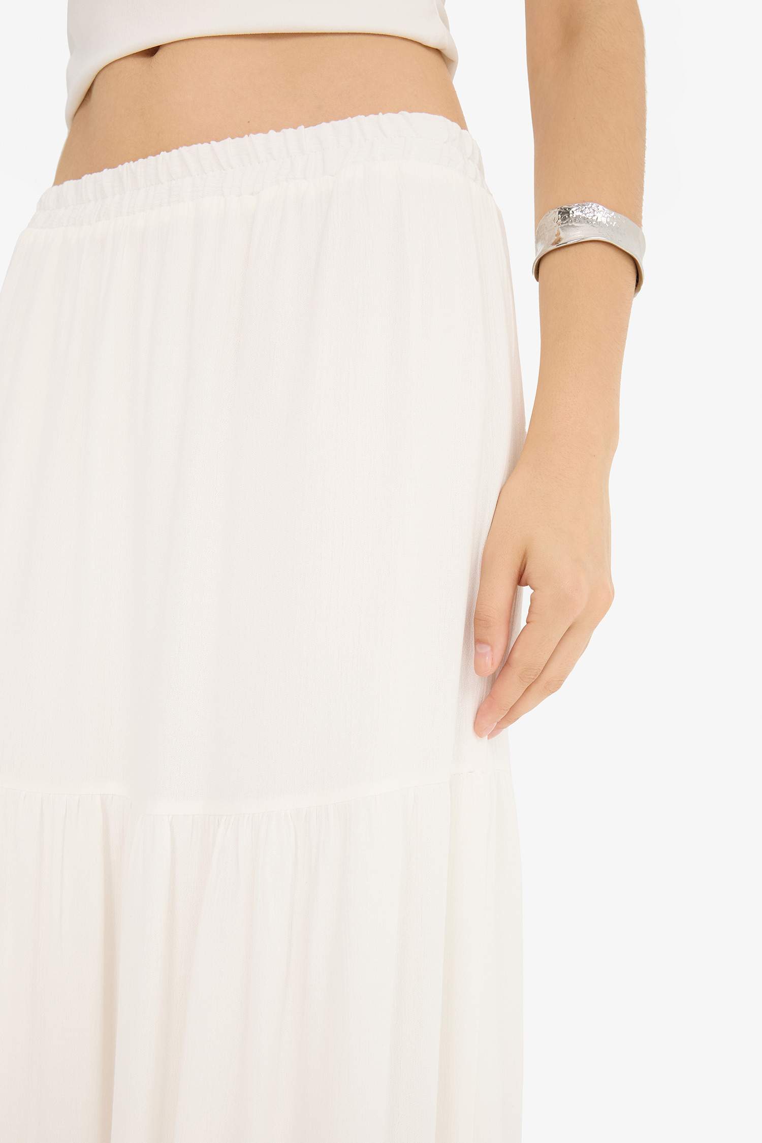 Yüksek Bel Krinkıl Viskon Maxi Etek