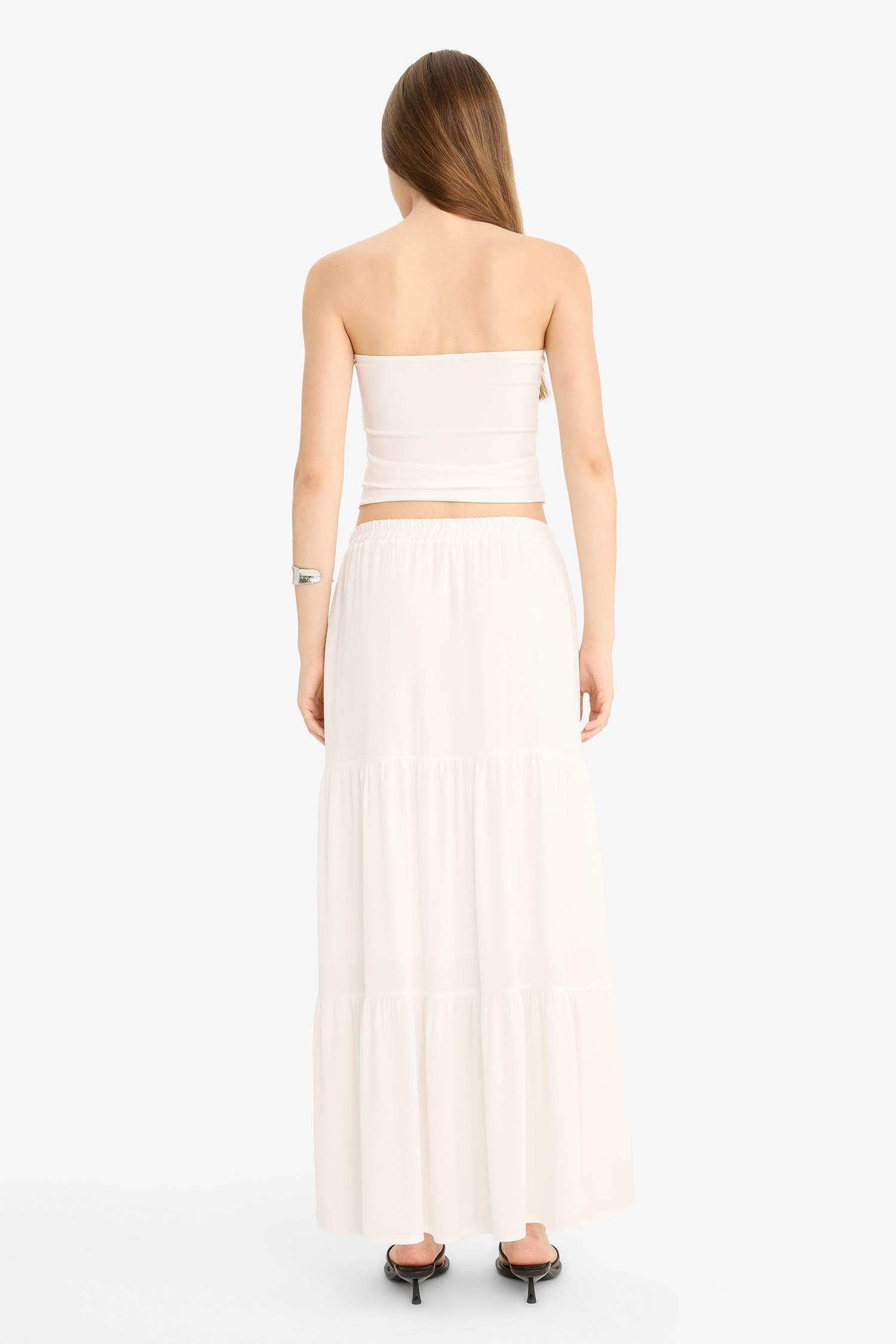 Yüksek Bel Krinkıl Viskon Maxi Etek