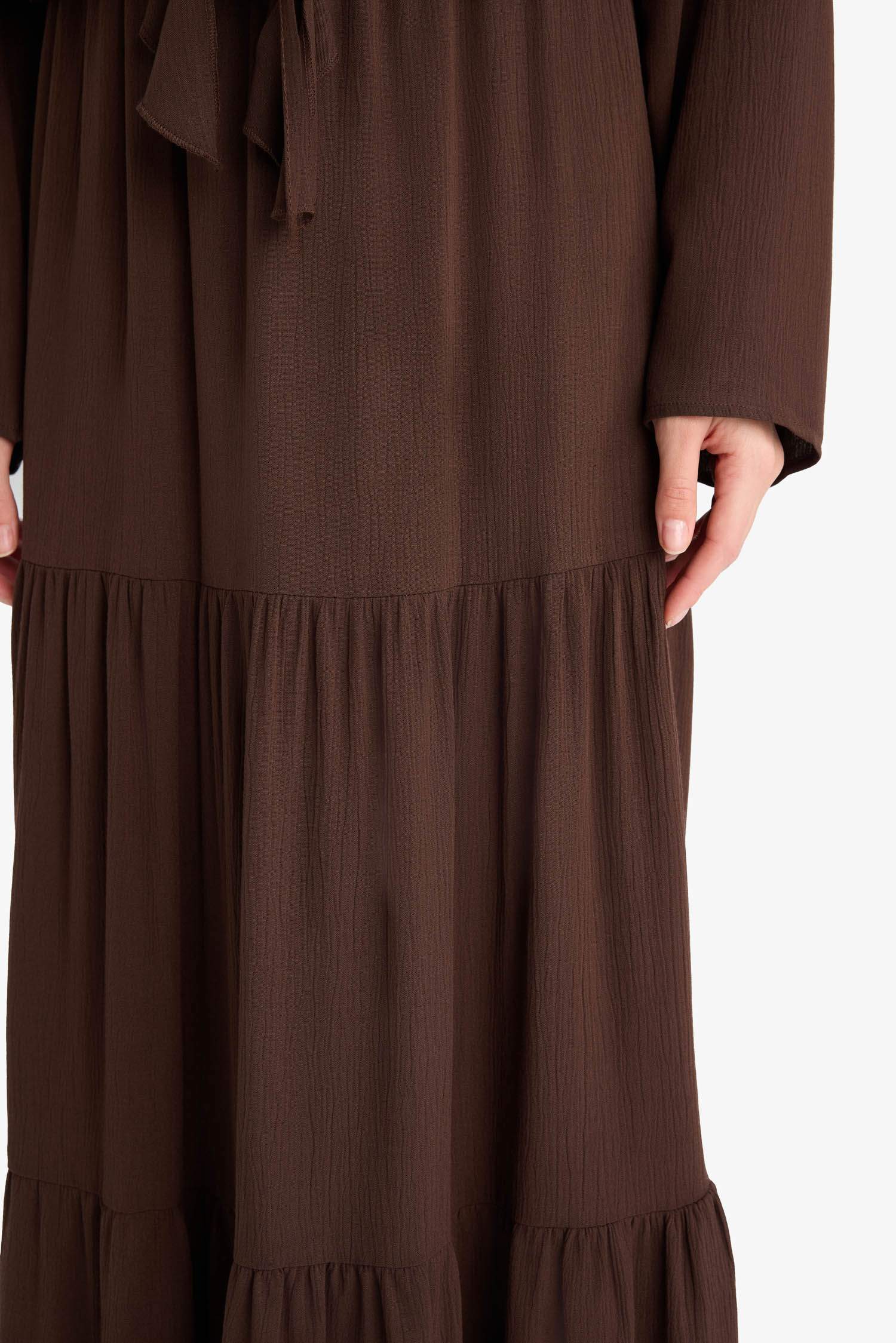 Yüksek Bel Krinkıl Viskon Maxi Etek