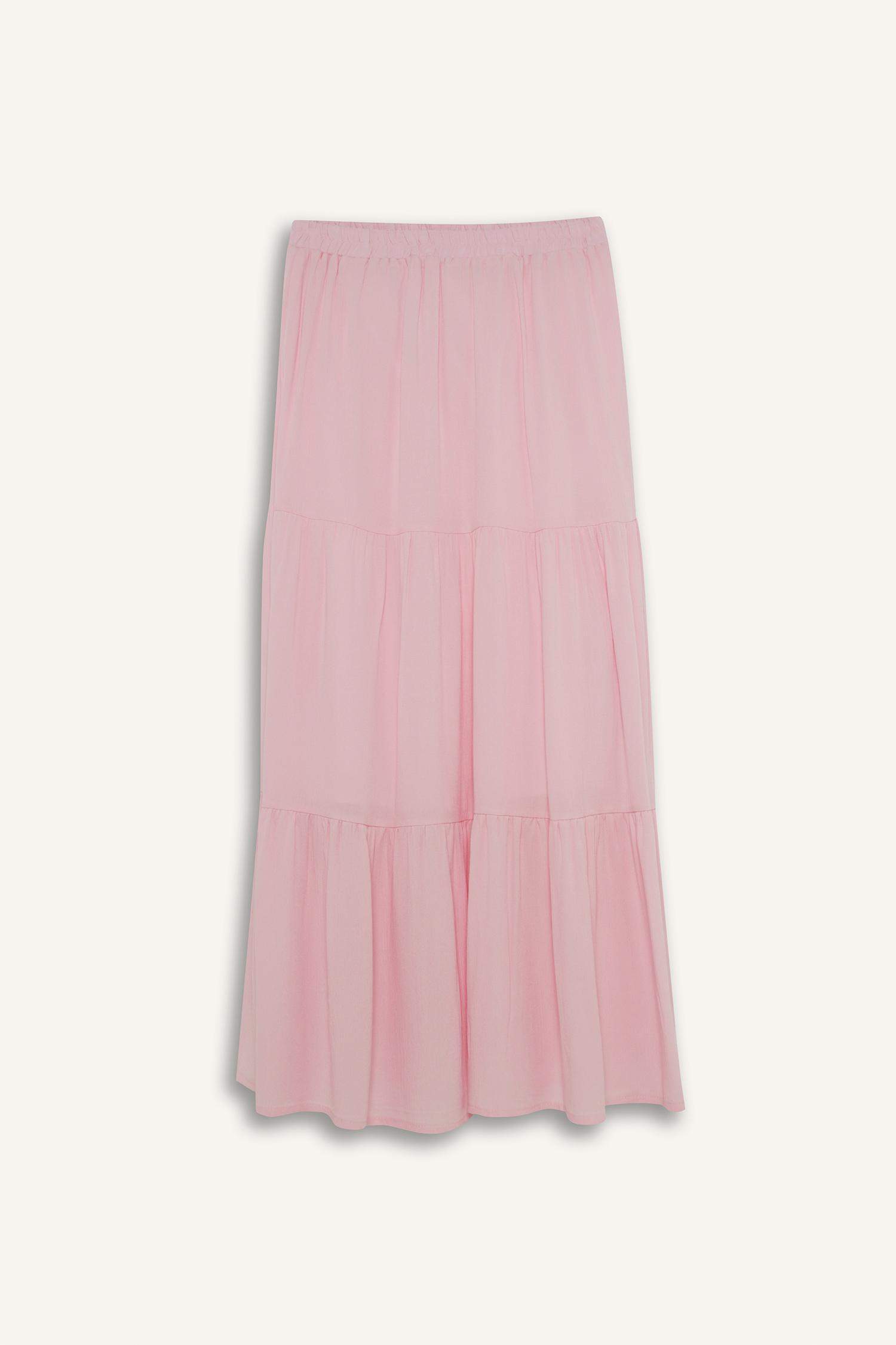 Crinkle Viscose Cotton Lined High Waist Maxi Skirt