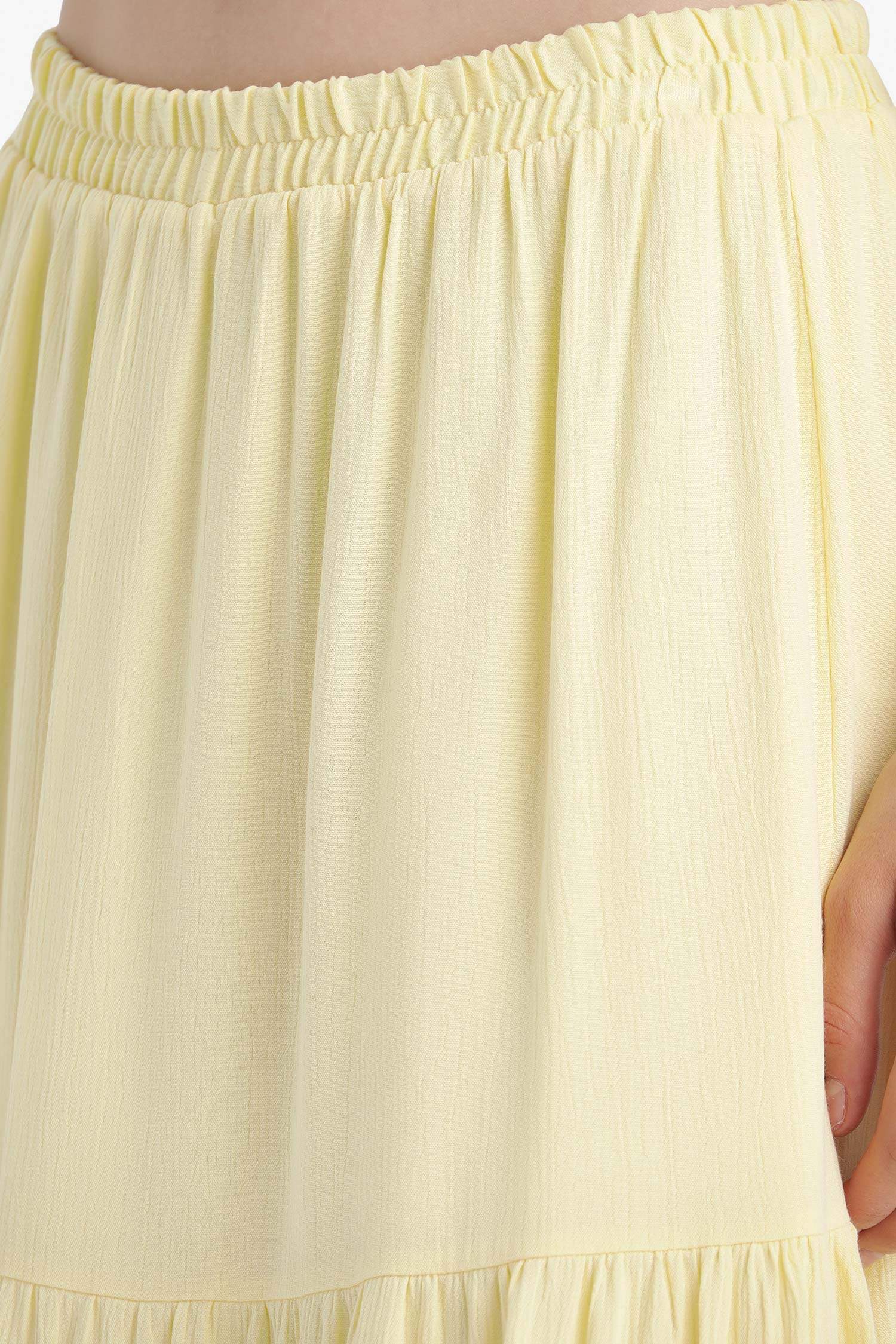 Yüksek Bel Pamuk Astarlı Krinkıl Viskon Maxi Etek