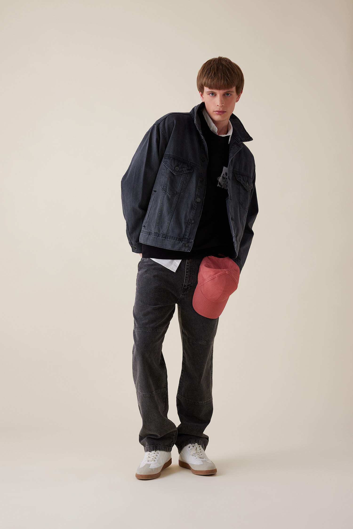 %100 Pamuk Oversize Geniş Kalıp Polo Yaka Düğmeli Cepli Yıkamalı Denim Ceket