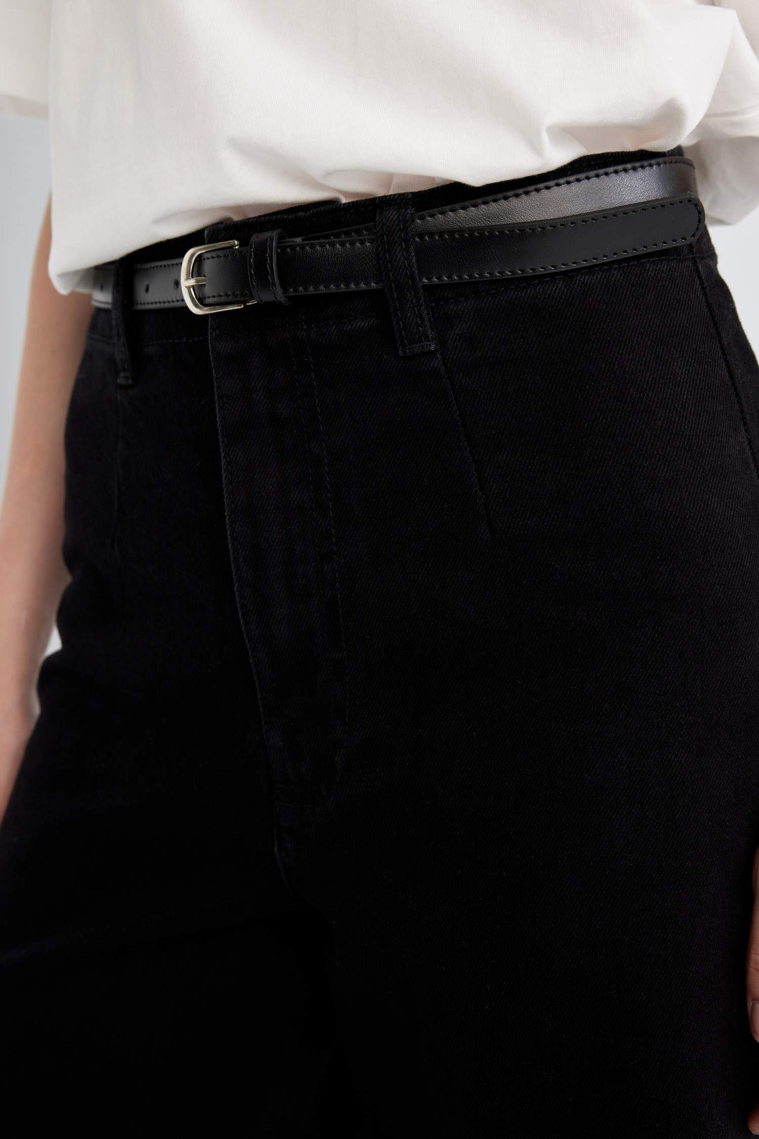 Wide Leg Yüksek Bel Geniş Paça Uzun Jean Yıkamalı Pantolon