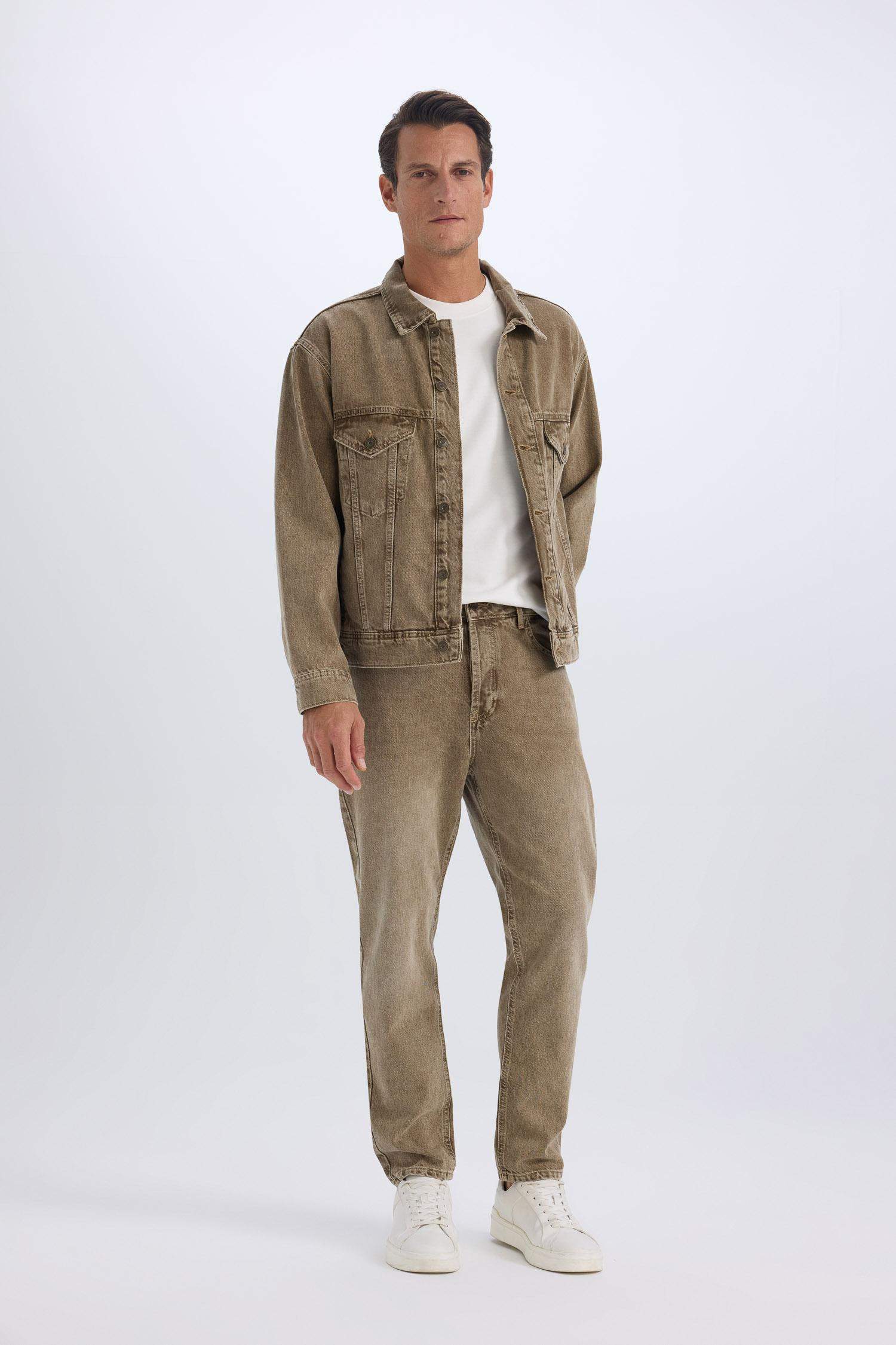 Veste en Jean Oversize délavé à boutons et poches