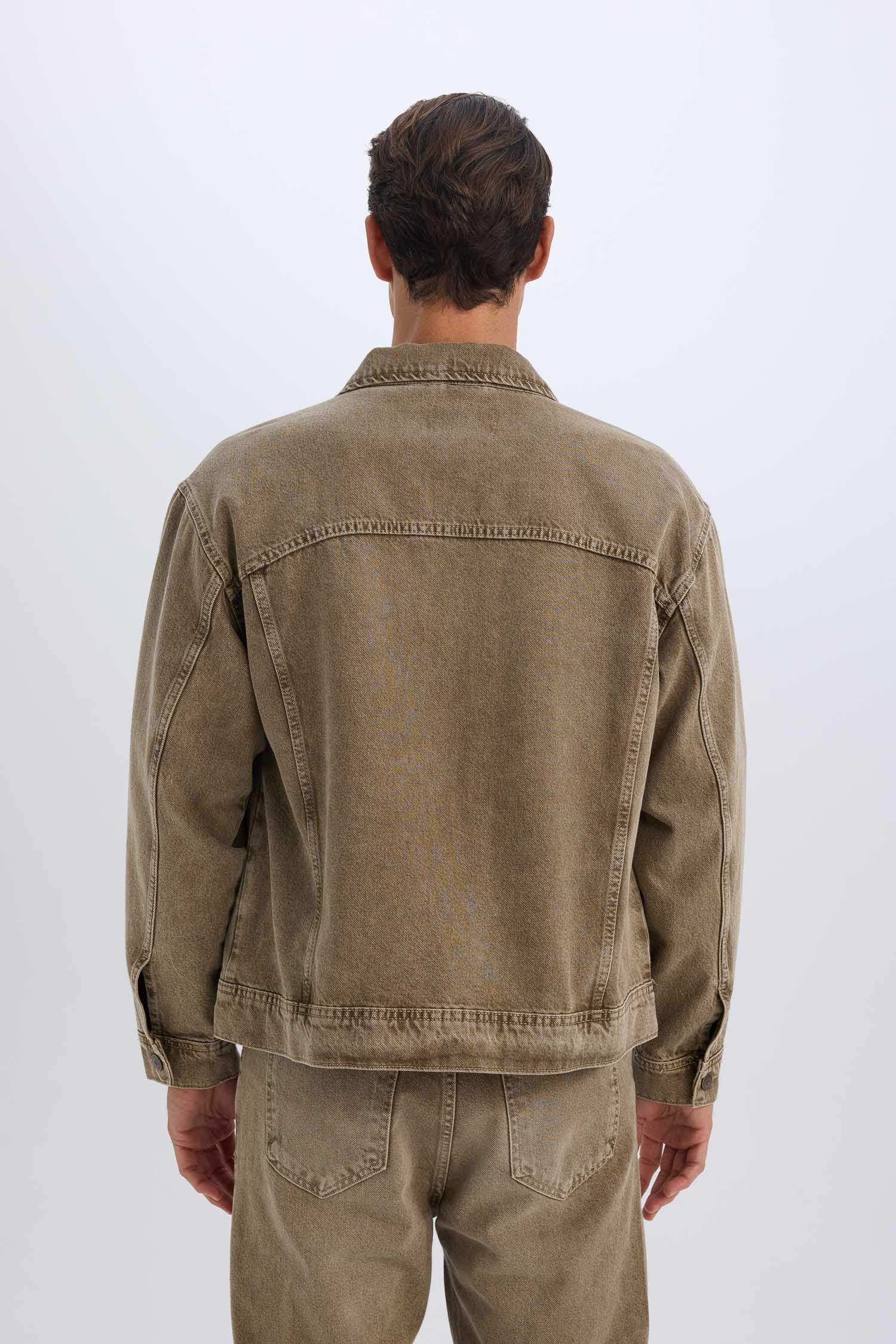 Veste en Jean Oversize délavé à boutons et poches