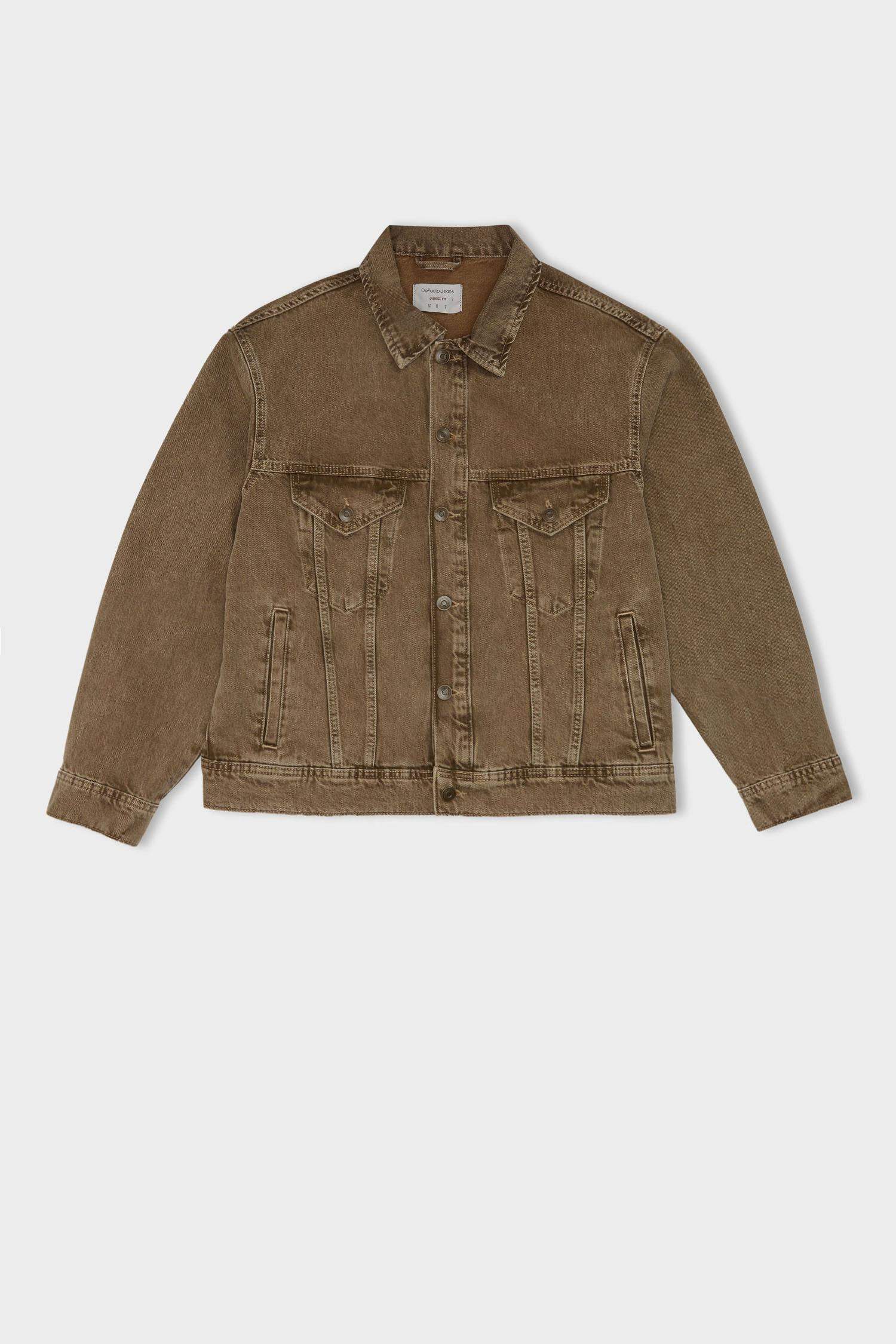 Veste en Jean Oversize délavé à boutons et poches