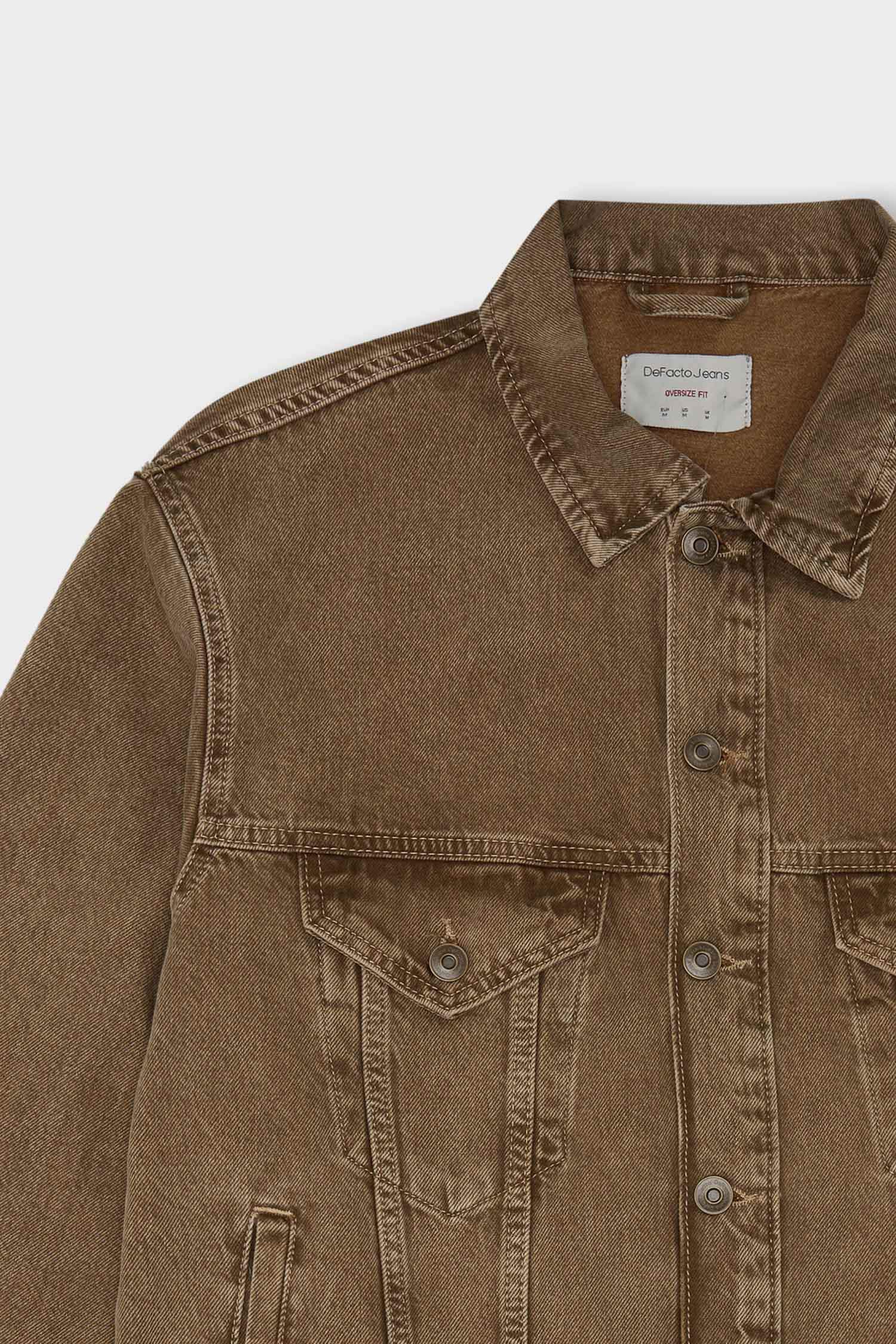 Veste en Jean Oversize délavé à boutons et poches