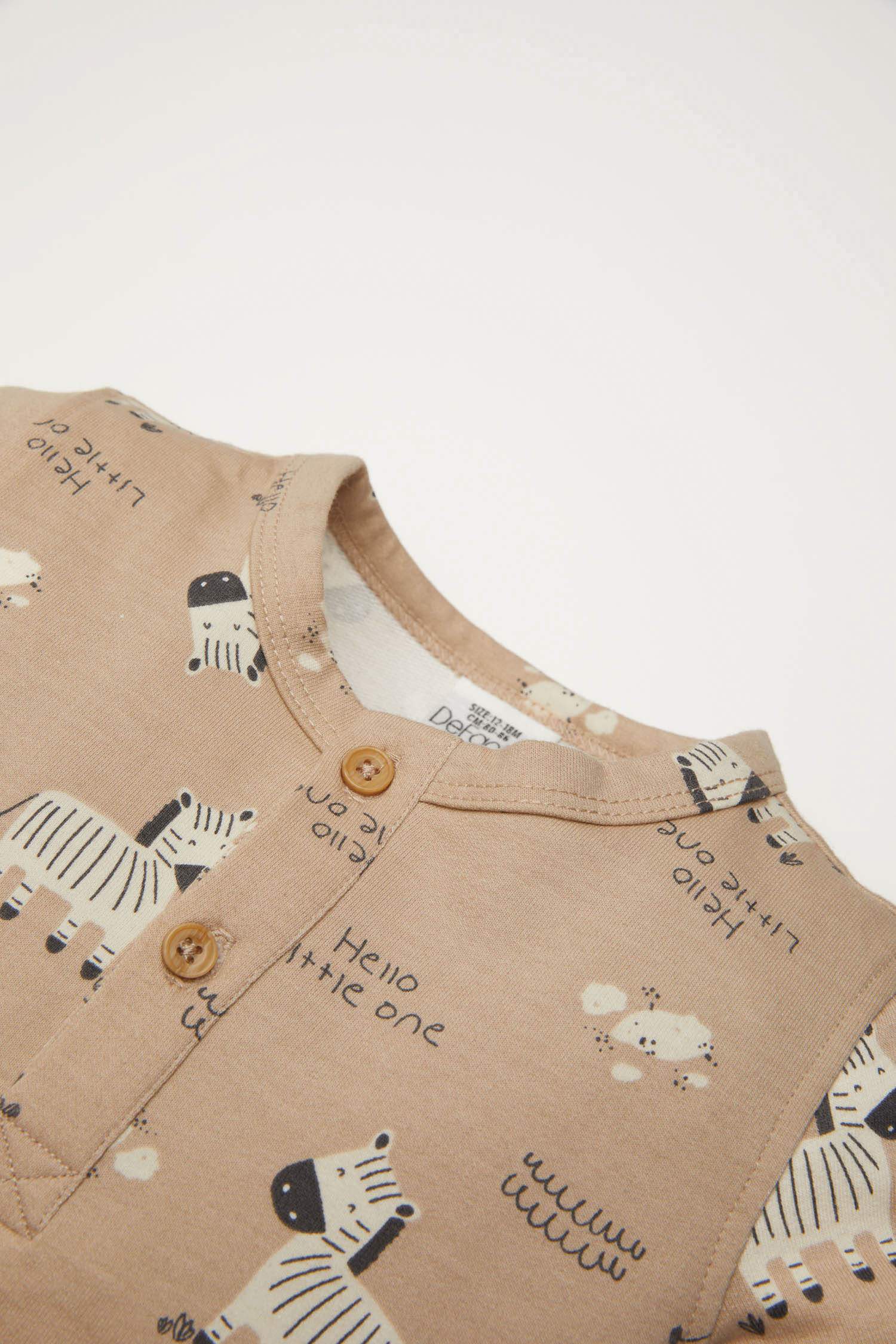 Baby Boy Newborn Zebra Patterned Thin Fabric Jumpsuit