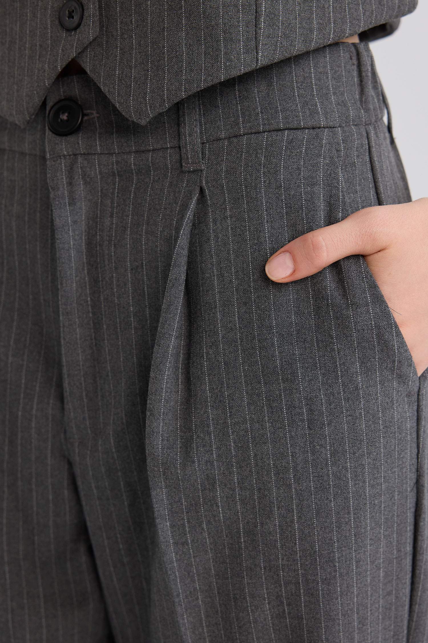 Wide Leg Kumaş Palazzo Pantolon  Çift Cepli Normal Bel Standart Boy Geniş Bol Paça