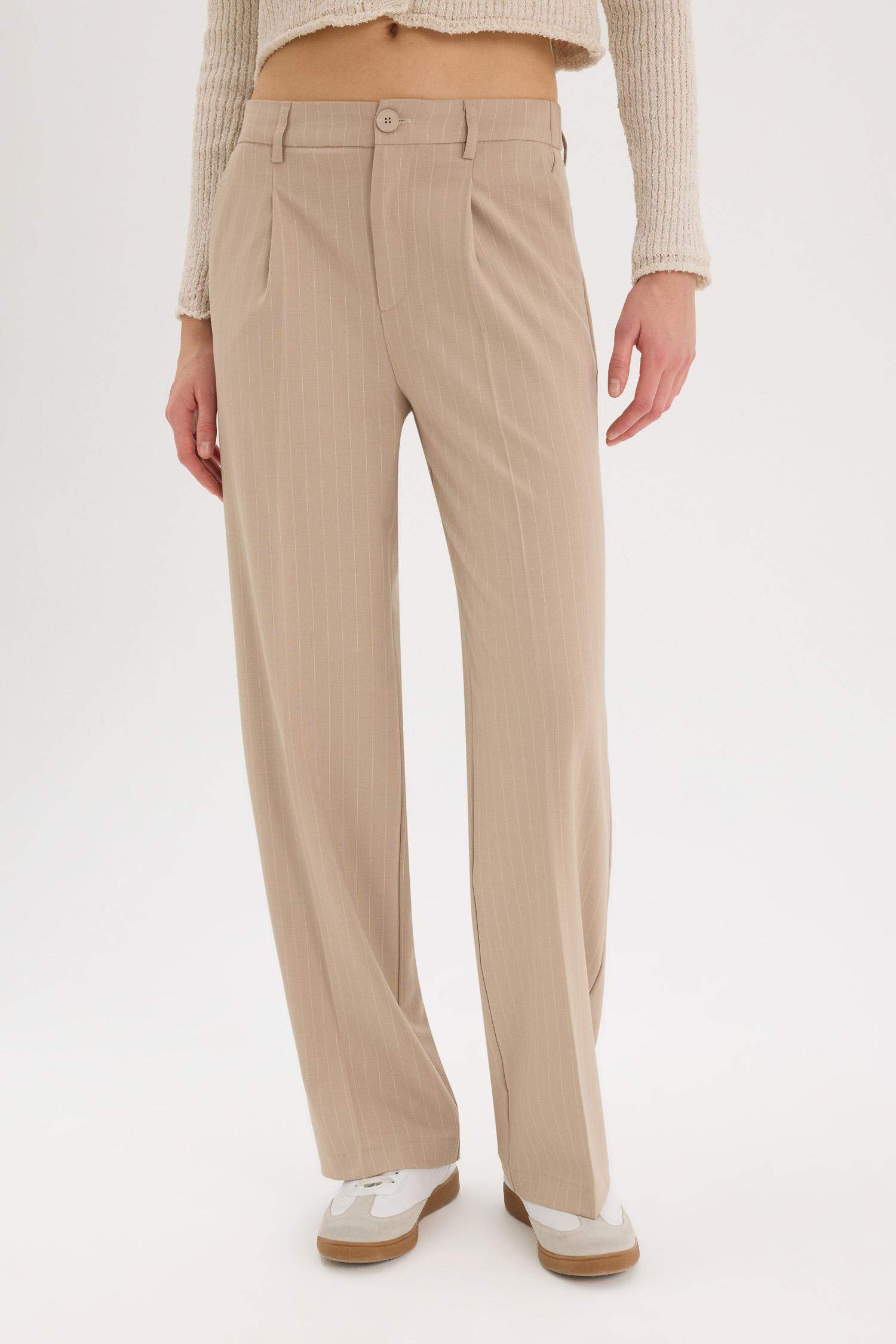 Wide Leg Double Pocket Striped Trousers