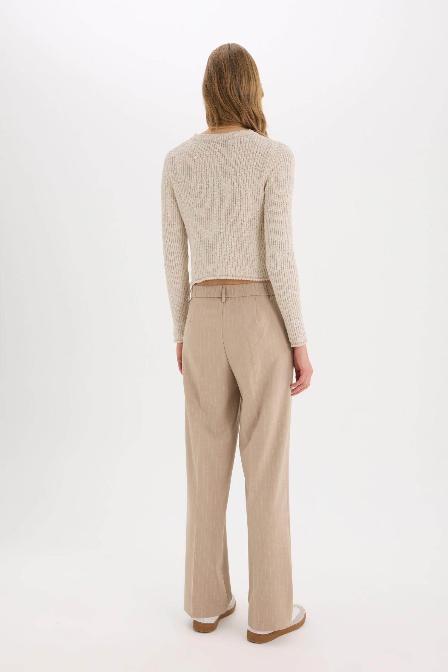 Wide Leg Double Pocket Striped Trousers