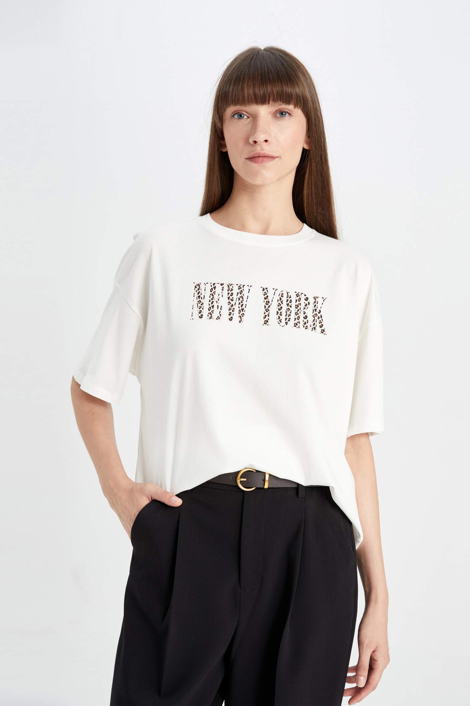 T-Shirt Oversize imprimé à Manches Courtes à Col rond