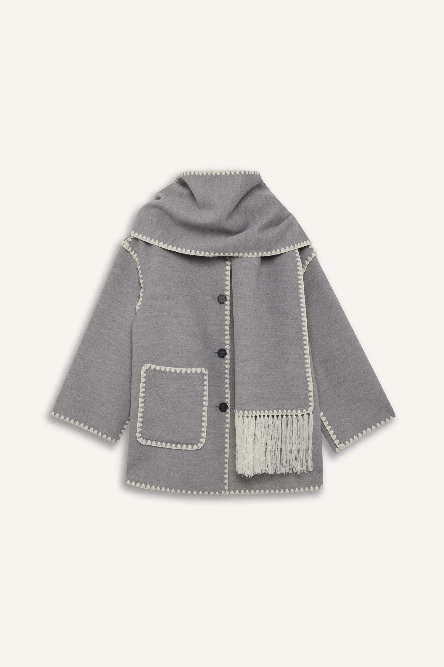 Relax Fit Cepli Düğmeli Çoban Dikişli Kaşe Mont