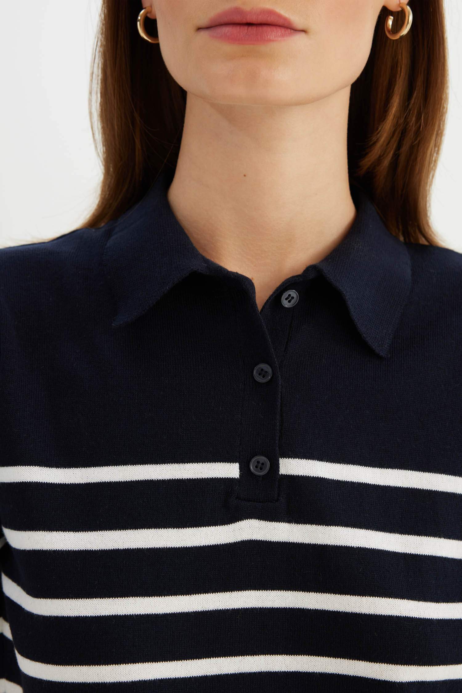 Pull rayé à col Polo à coupe régulière