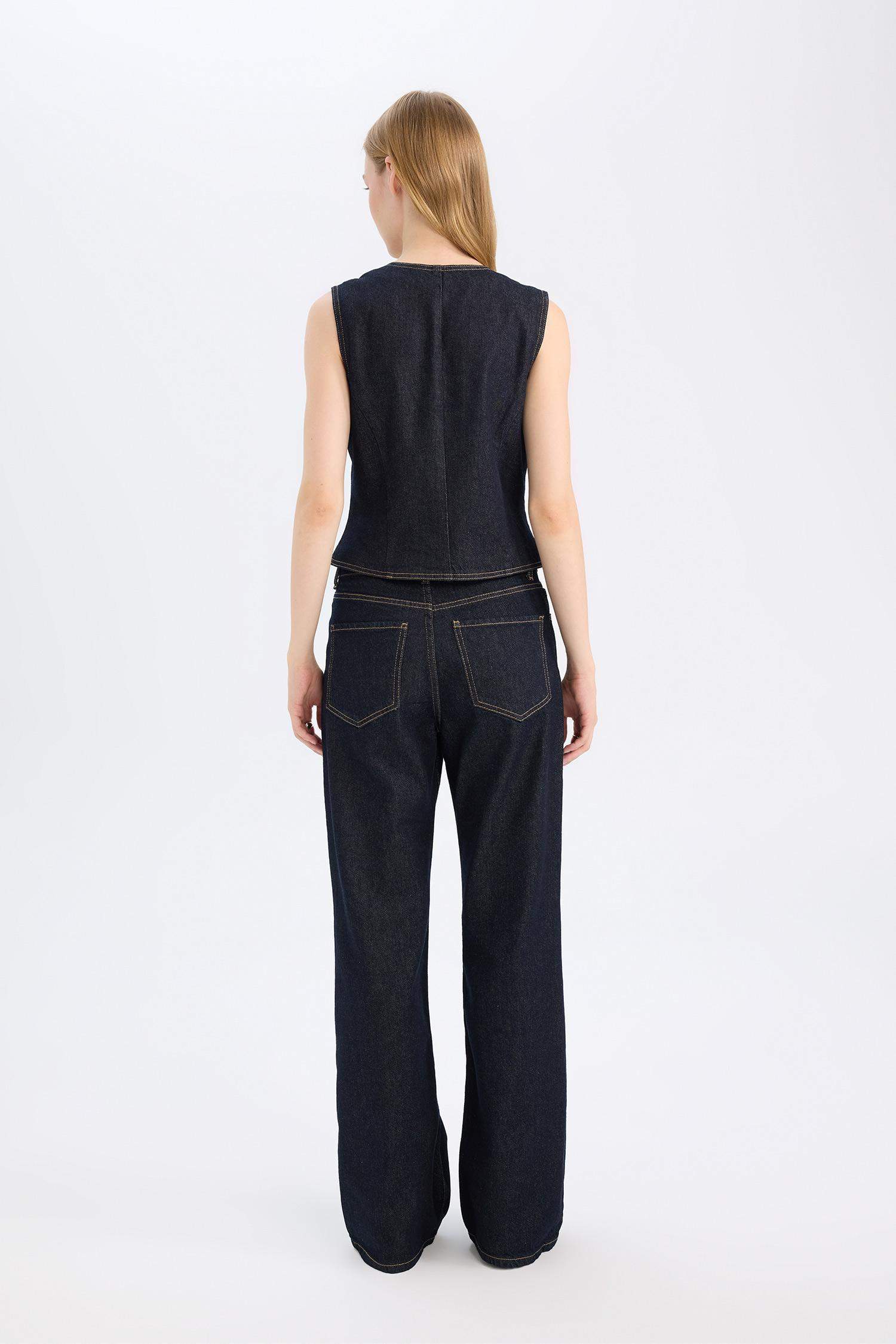 Straight Wide Fit Yüksek Bel Geniş Bol Paça Uzun Jean Pantolon