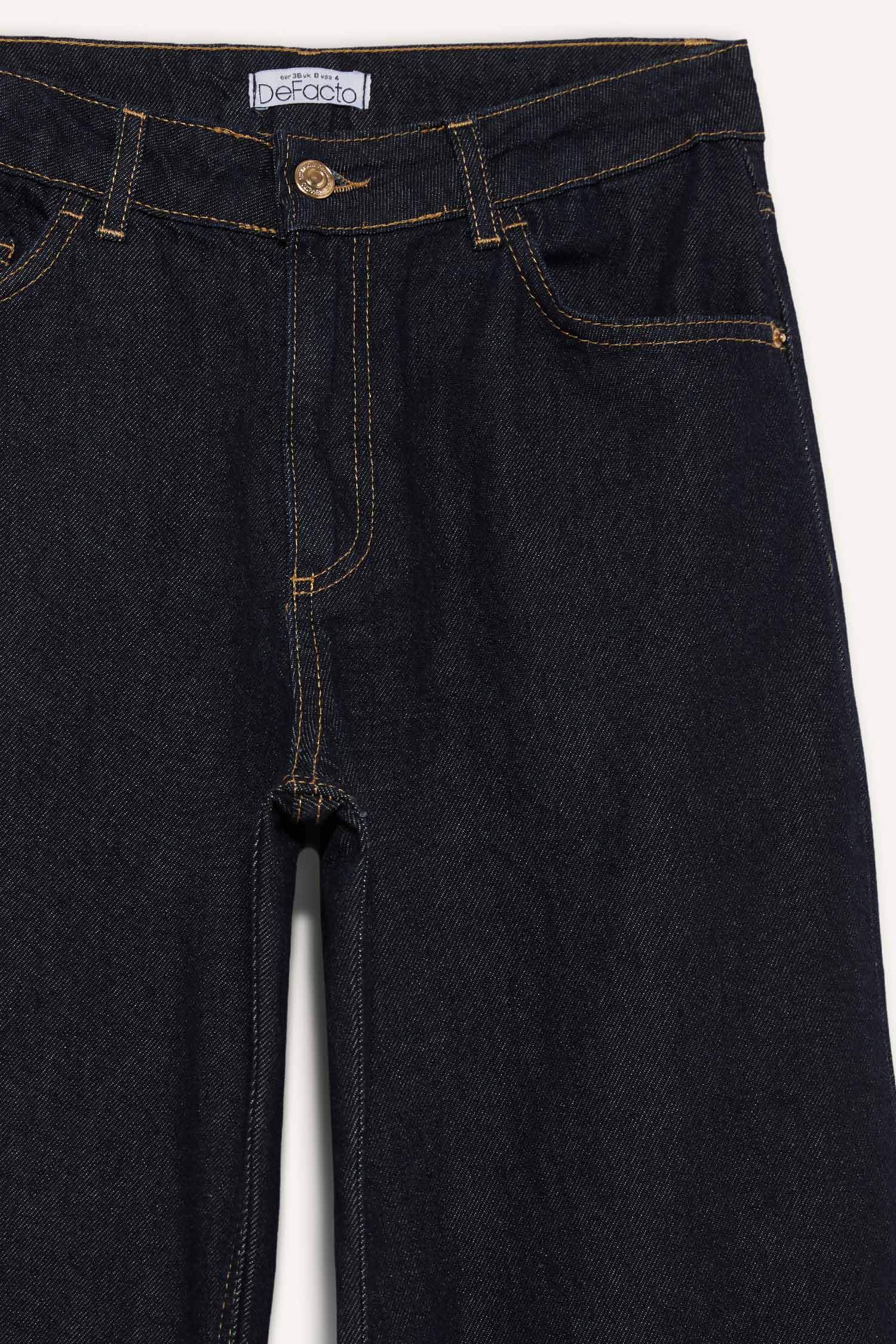 Straight Wide Fit Yüksek Bel Geniş Bol Paça Uzun Jean Pantolon