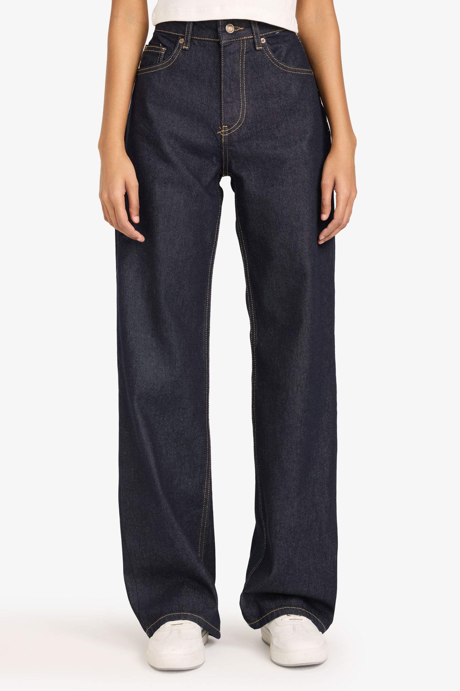 Straight Wide Fit Yüksek Bel Geniş Bol Paça Uzun Jean Pantolon