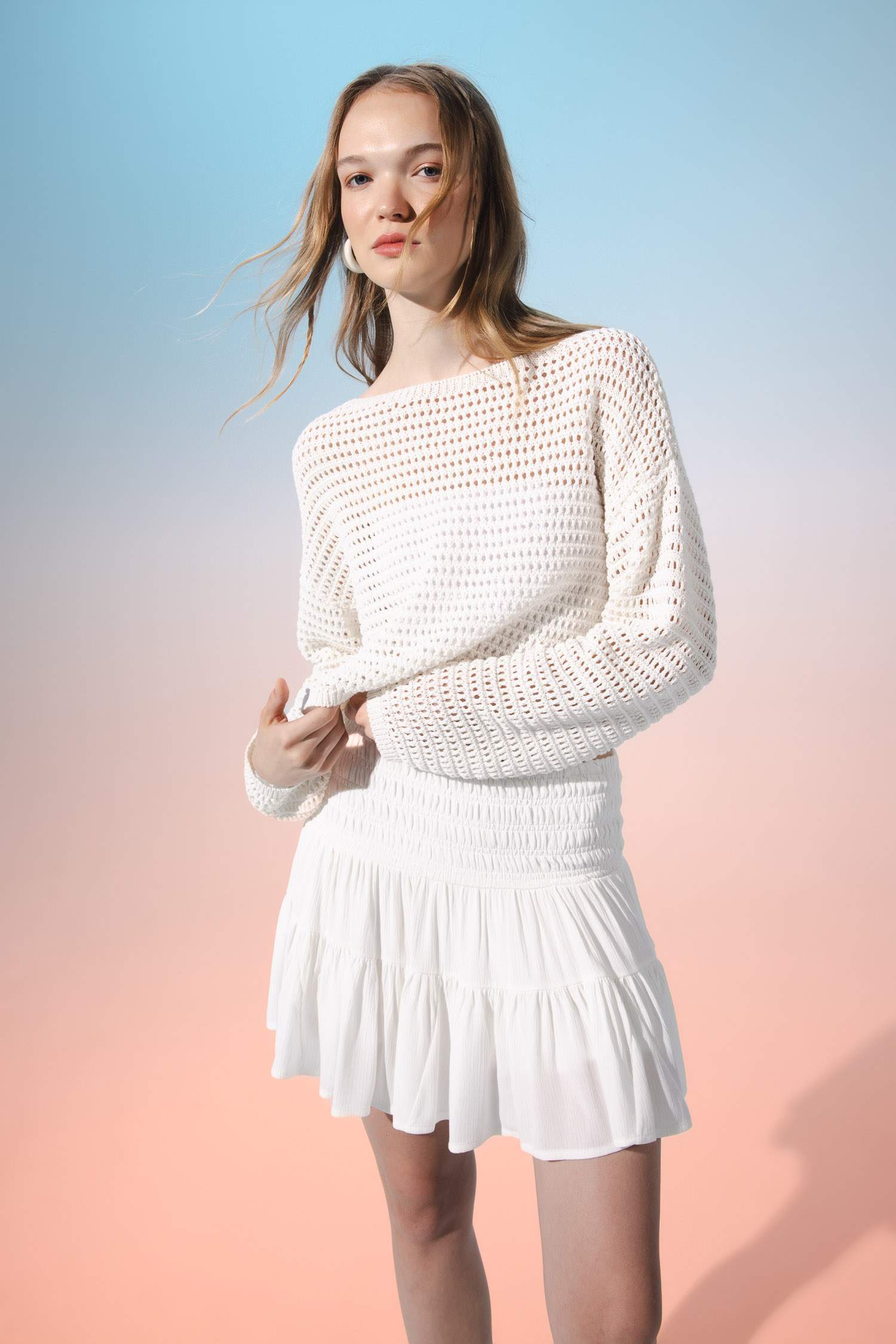 Regular Fit Crochet Pullover