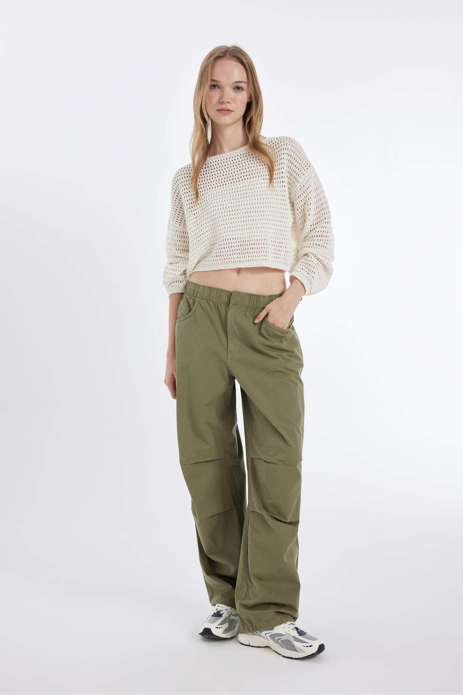 Regular Fit Crochet Pullover