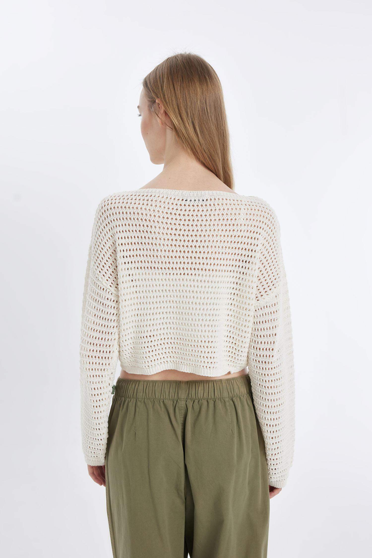 Regular Fit Crochet Pullover