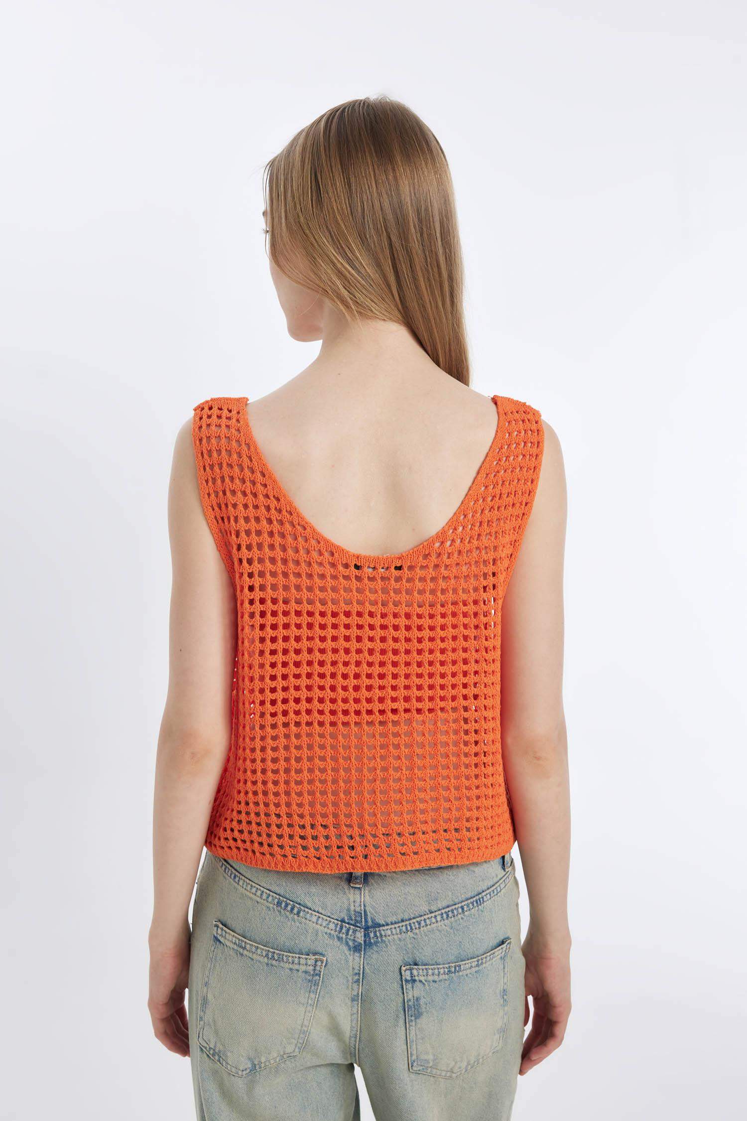 V Neck Crochet Knitted Top