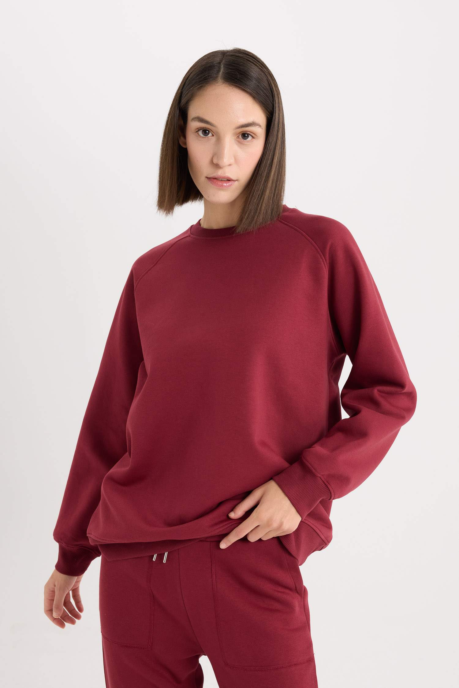 Sweat-Shirt Oversize en tissu épais à Col rond