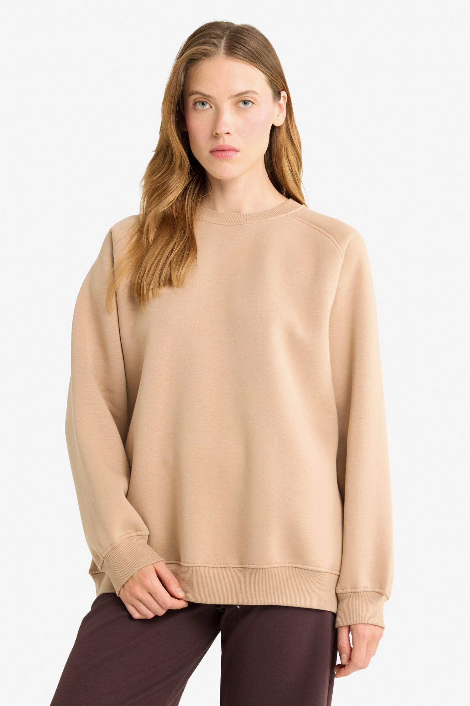 Oversize Loose Fit Basic Thick Fabric Sweatshirt