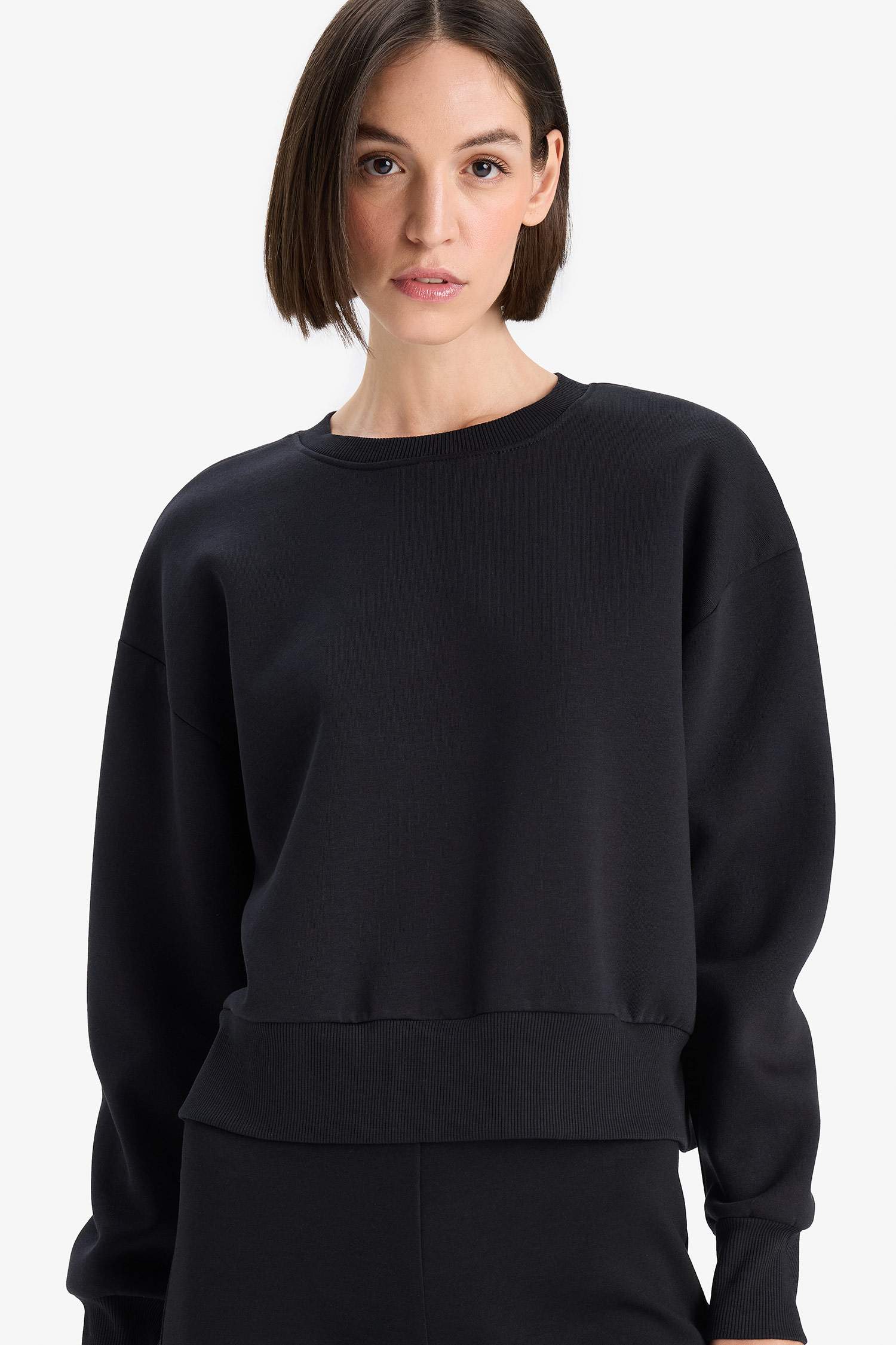 Boxy Fit Crew Neck Thick Fabric Sweatshirt