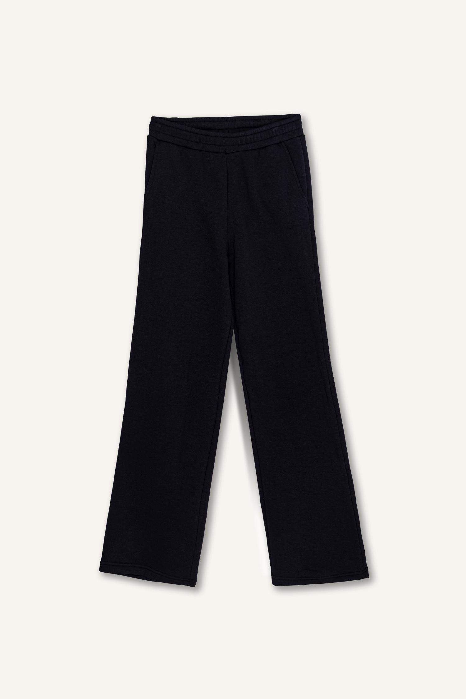 Straight Fit Basic Thick Sweatshirt Fabric Trousers