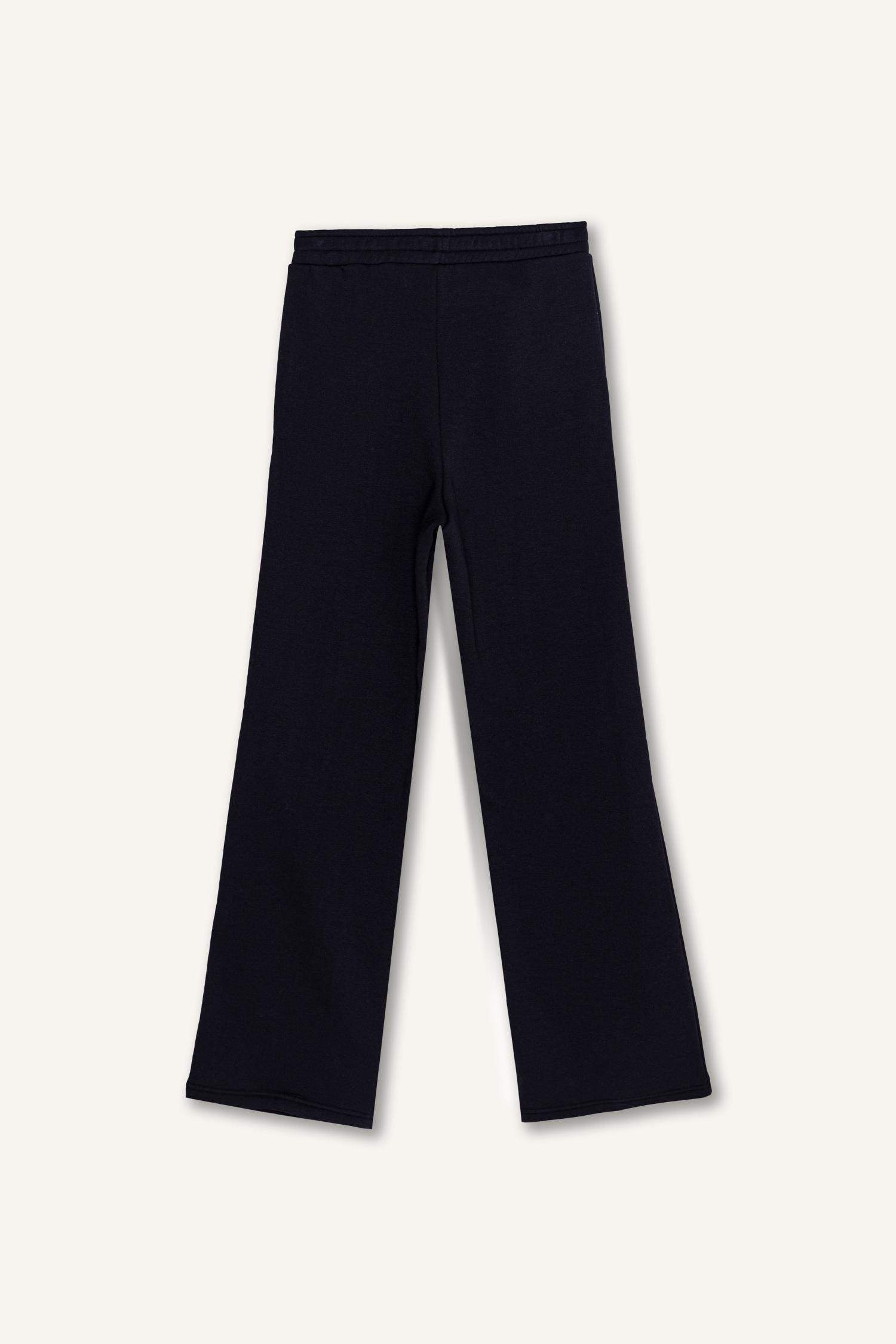 Straight Fit Basic Thick Sweatshirt Fabric Trousers