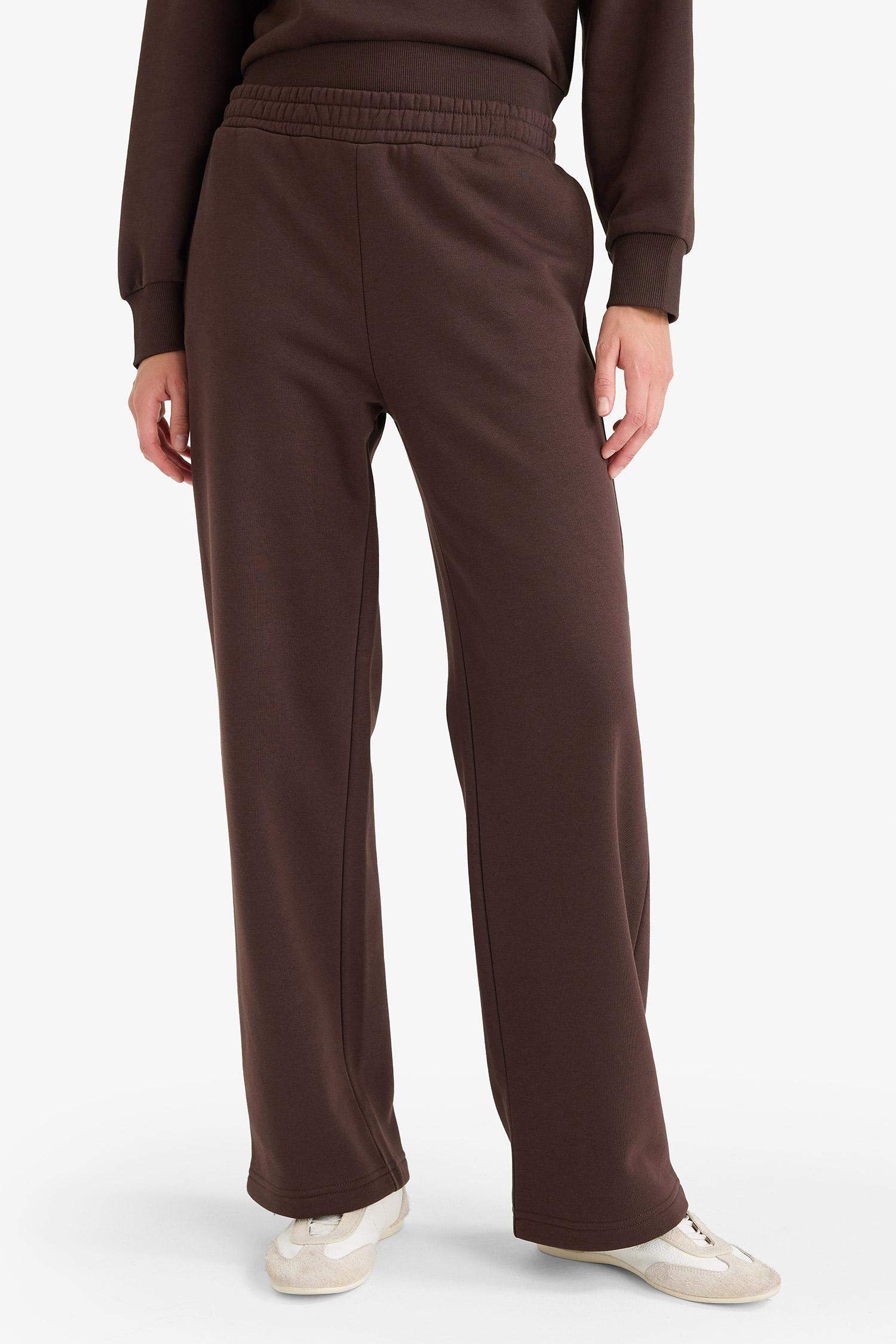 Straight Fit Basic Thick Sweatshirt Fabric Trousers