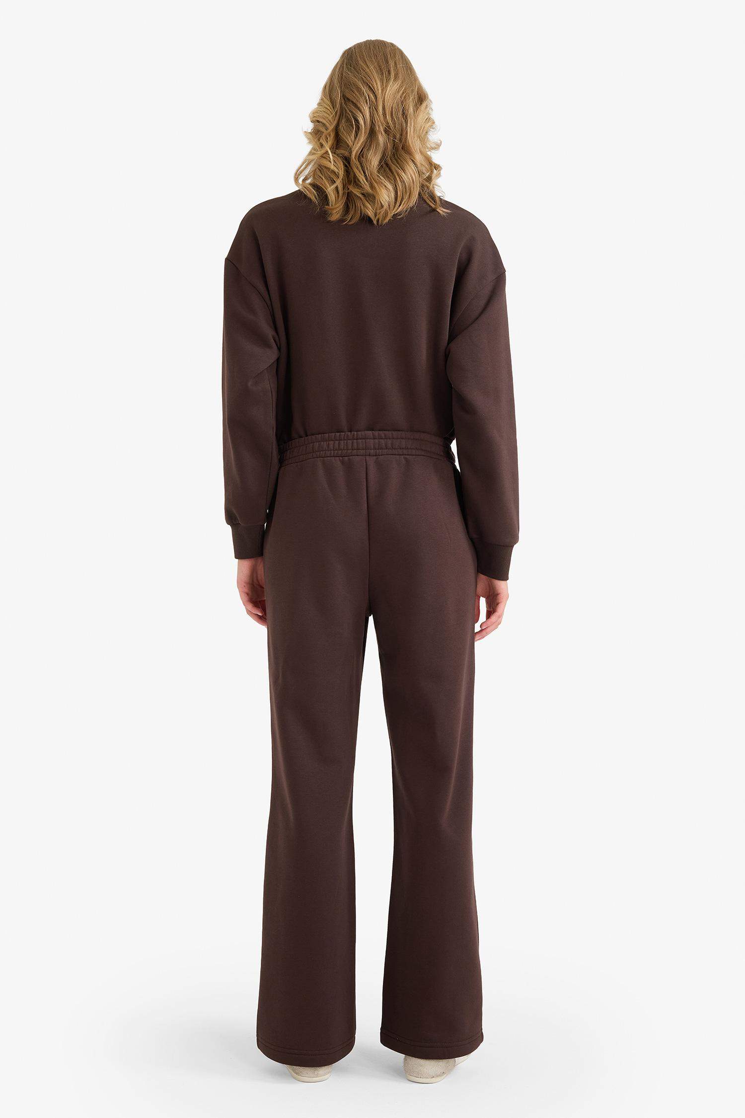 Straight Fit Basic Thick Sweatshirt Fabric Trousers