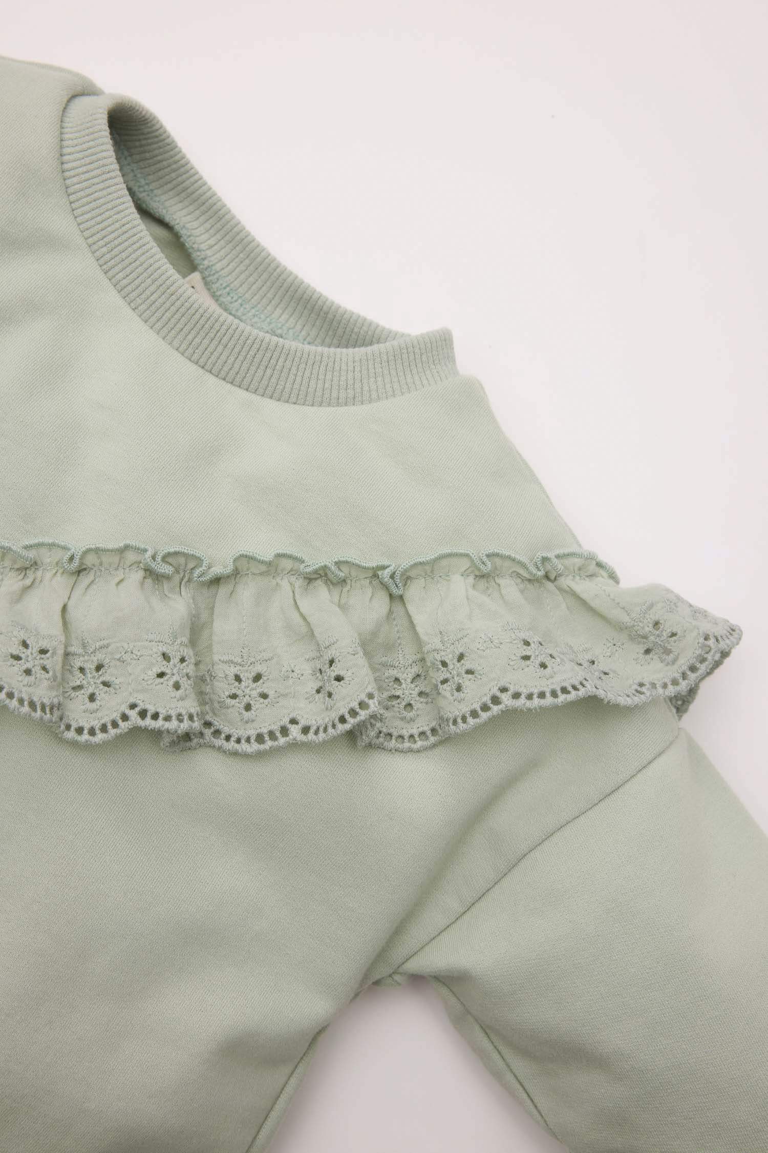 Kız Bebek 2'li Takım Brodeli Sweatshirt Beli Lastikli Uzun Tayt