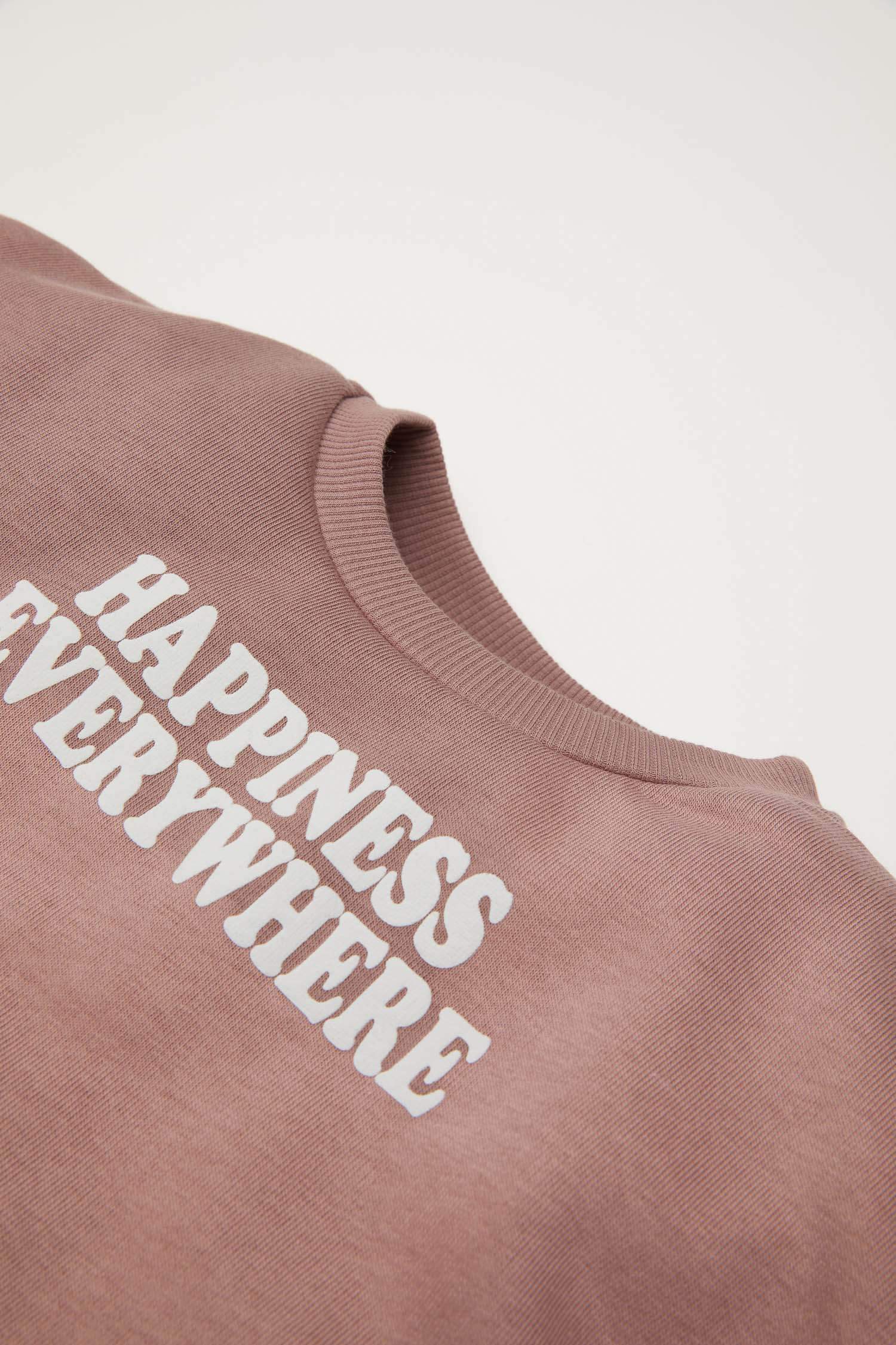 Kız Bebek 2'li Takım Baskılı Sweatshirt Beli Lastikli Eşofman Altı