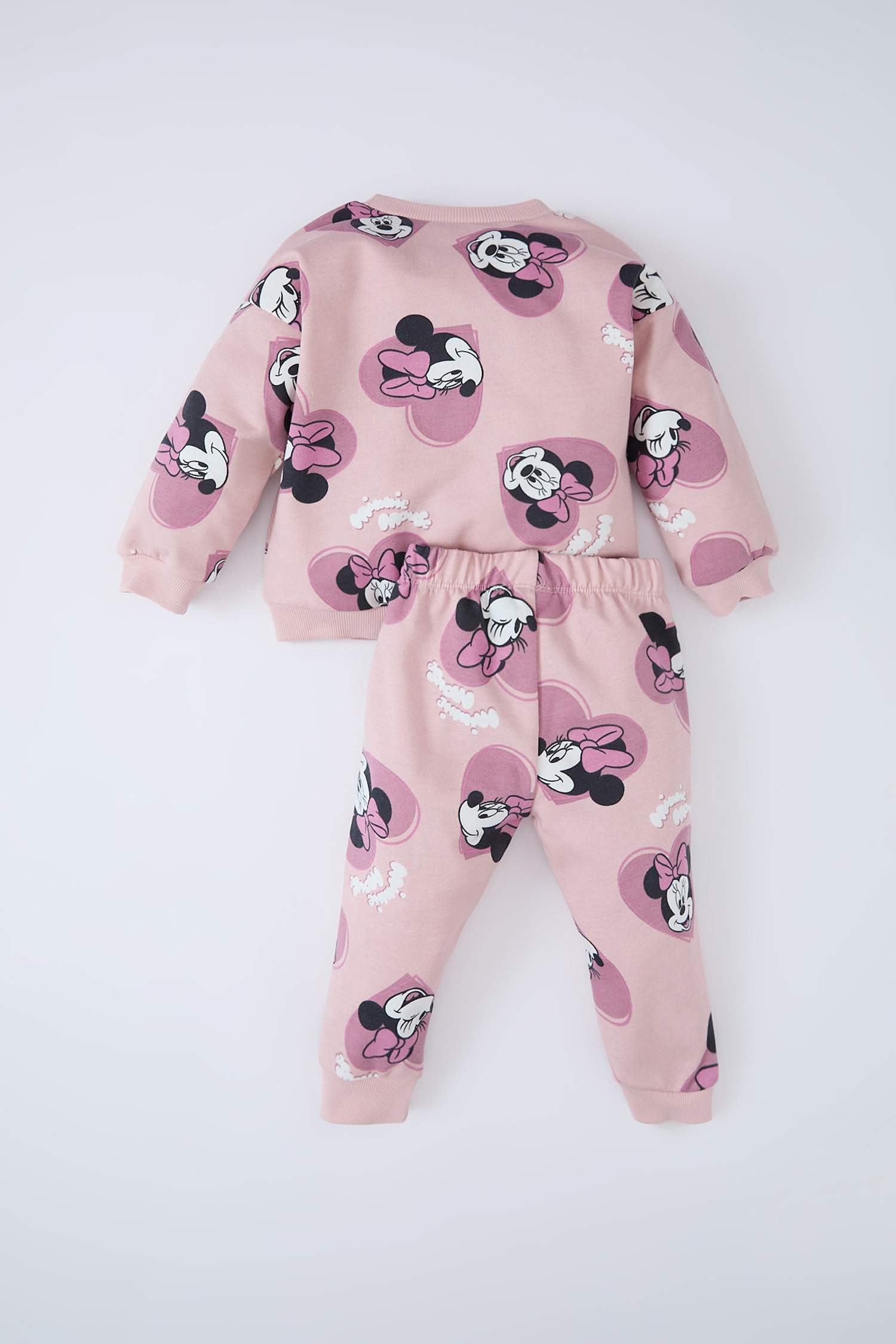 طقم سويت شيرت برقبة مستديرة ديزني ميكي وميني و سروال رياضي للبيبي بنت