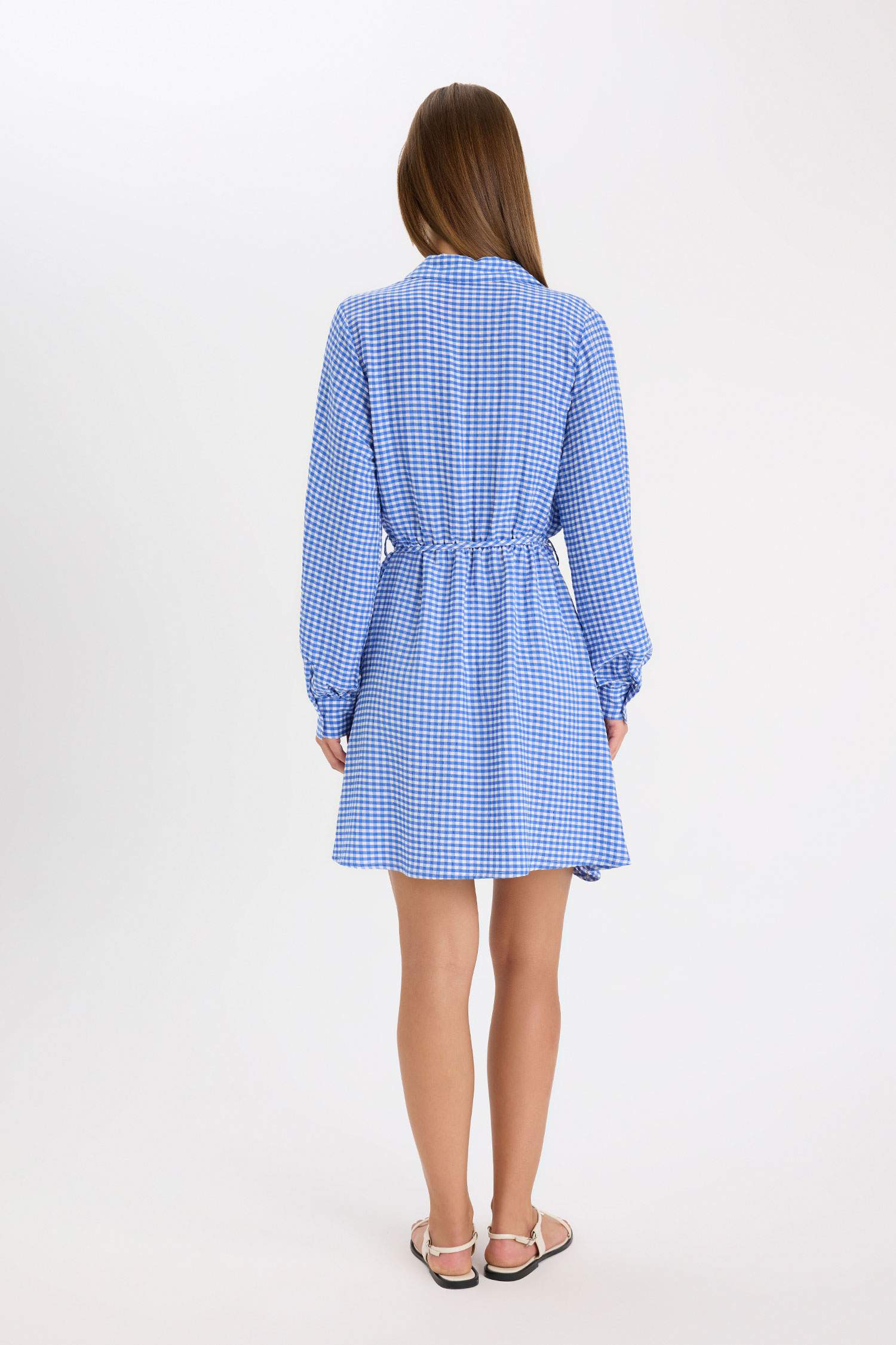 Shirt Collar Modal Long Sleeve Mini Dress
