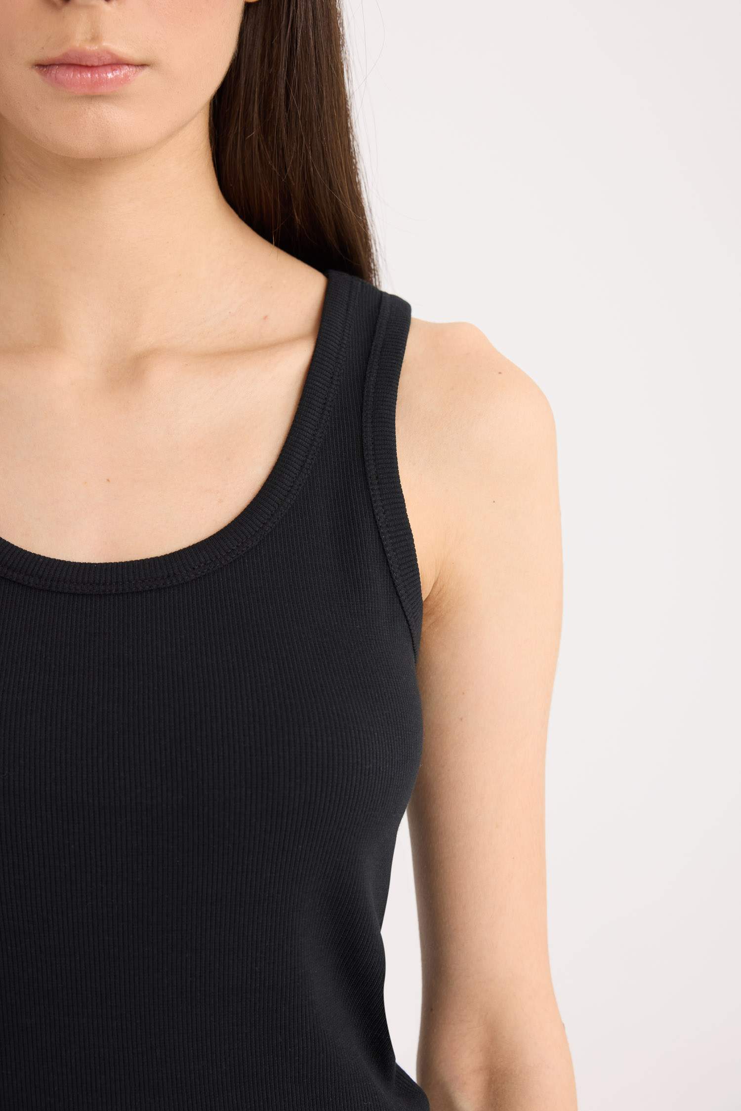 Yuvarlak Yaka Ribana Basic Düz İç Atlet-Fall in Love