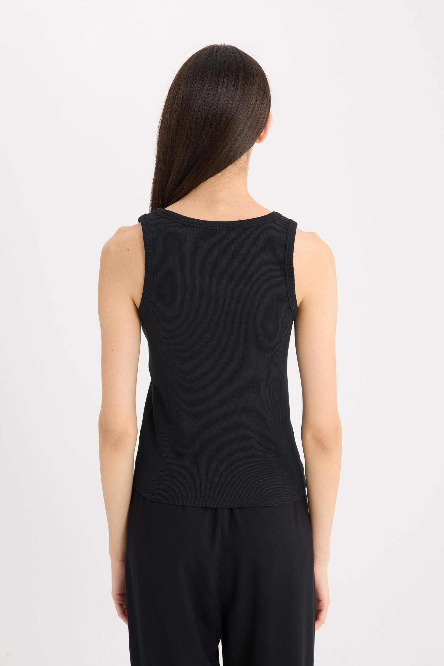 Yuvarlak Yaka Ribana Basic Düz İç Atlet-Fall in Love