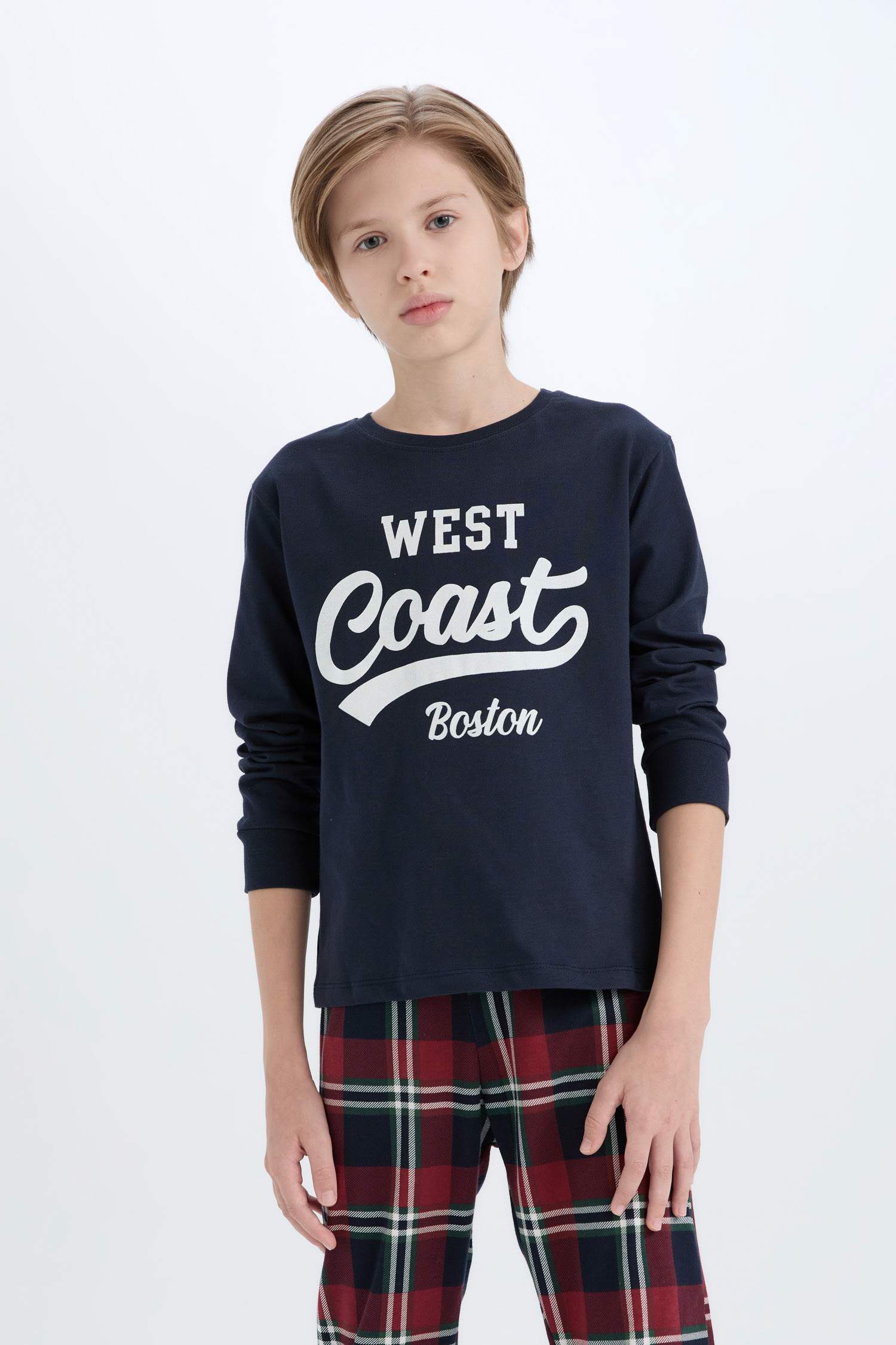 Ensemble Pyjama Haut à manches longues et col rond et Bas long pour Garçon