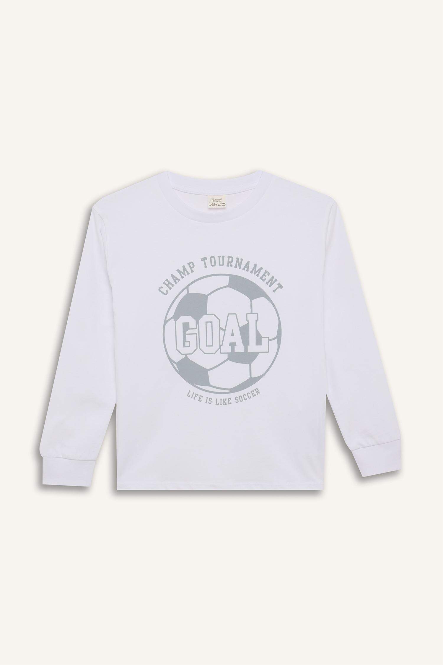 Erkek Çocuk Pijama Takımı Baskılı Uzun Kollu Üst Desenli Alt