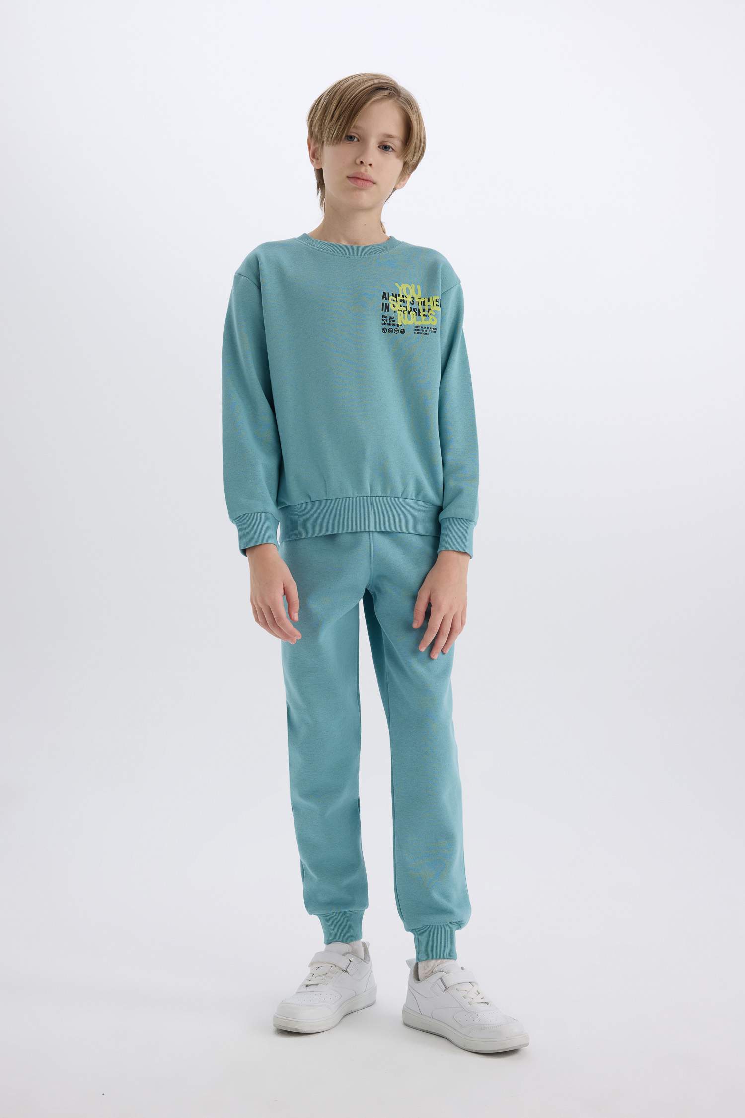 Erkek Çocuk 2'li Takım Baskılı Sweatshirt Eşofman Altı