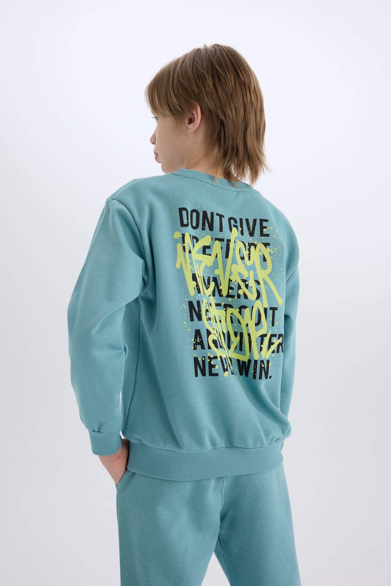 Erkek Çocuk 2'li Takım Baskılı Sweatshirt Eşofman Altı